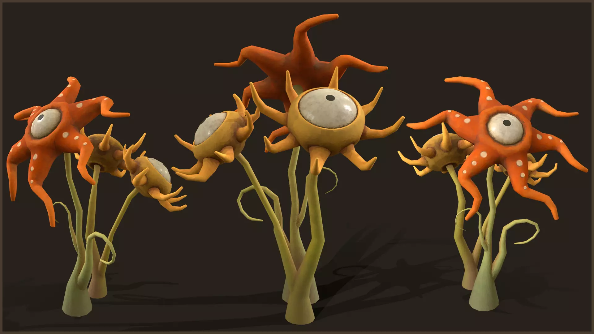 Stylized Flower Composition Low-poly 3D model_0