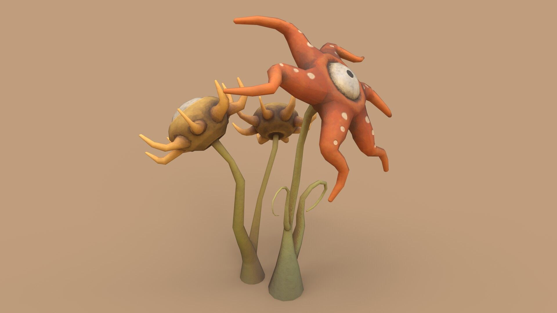 Stylized Flower Composition Low-poly 3D model_2