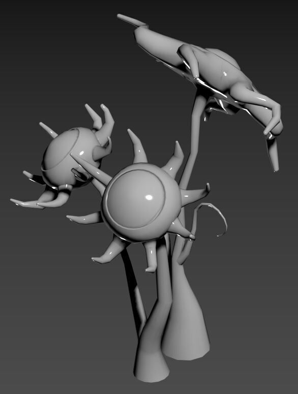 Stylized Flower Composition Low-poly 3D model_9