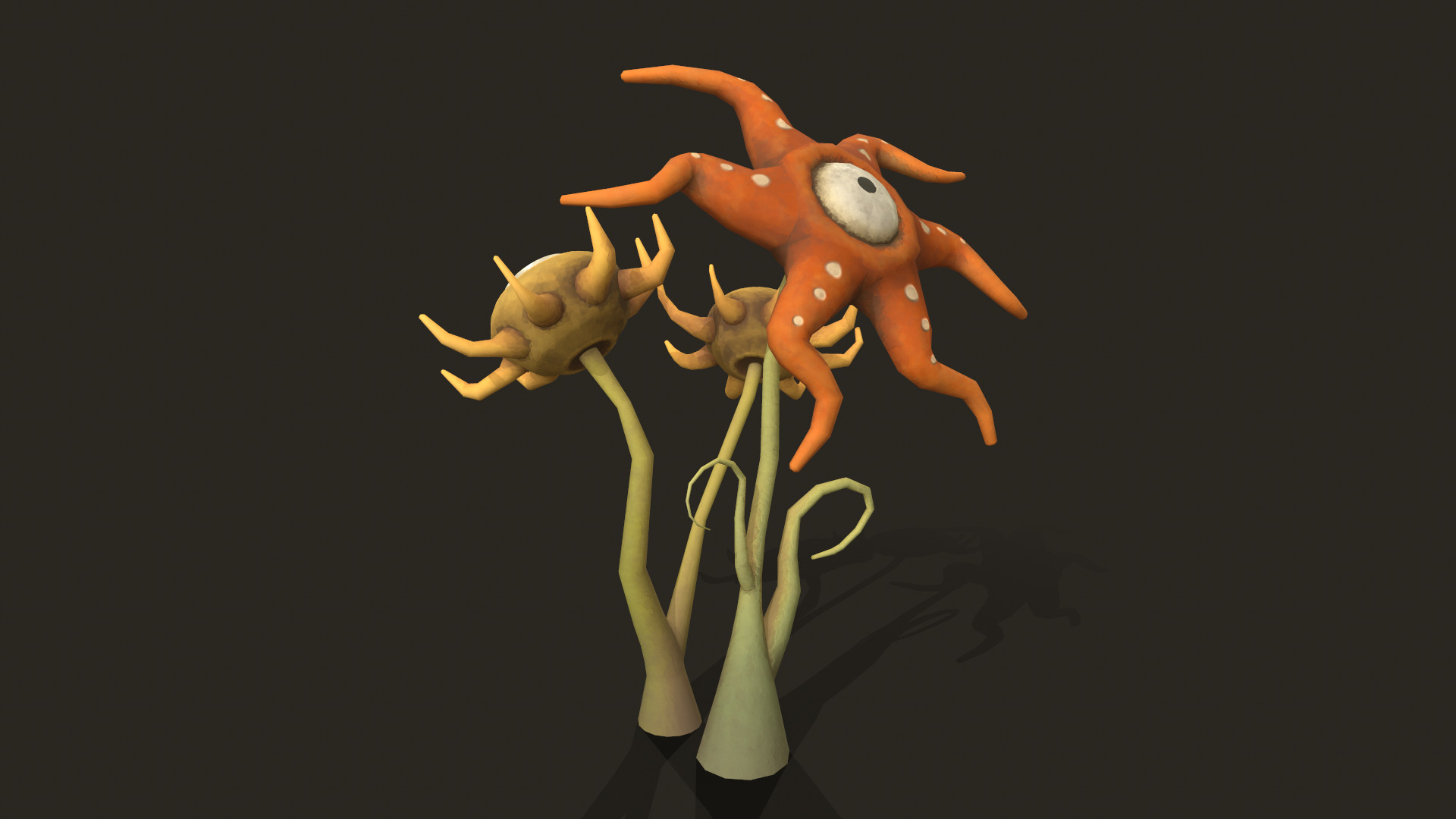 Stylized Flower Composition Low-poly 3D model_13