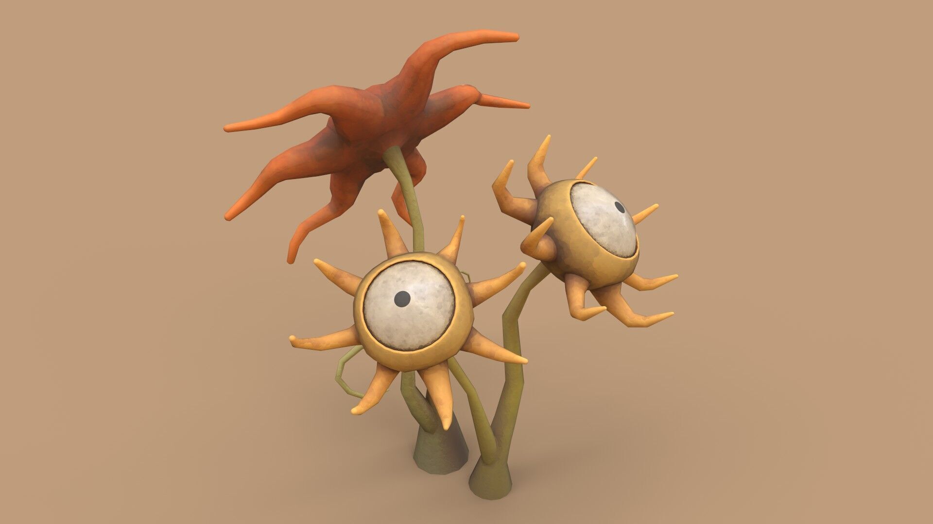 Stylized Flower Composition Low-poly 3D model_6