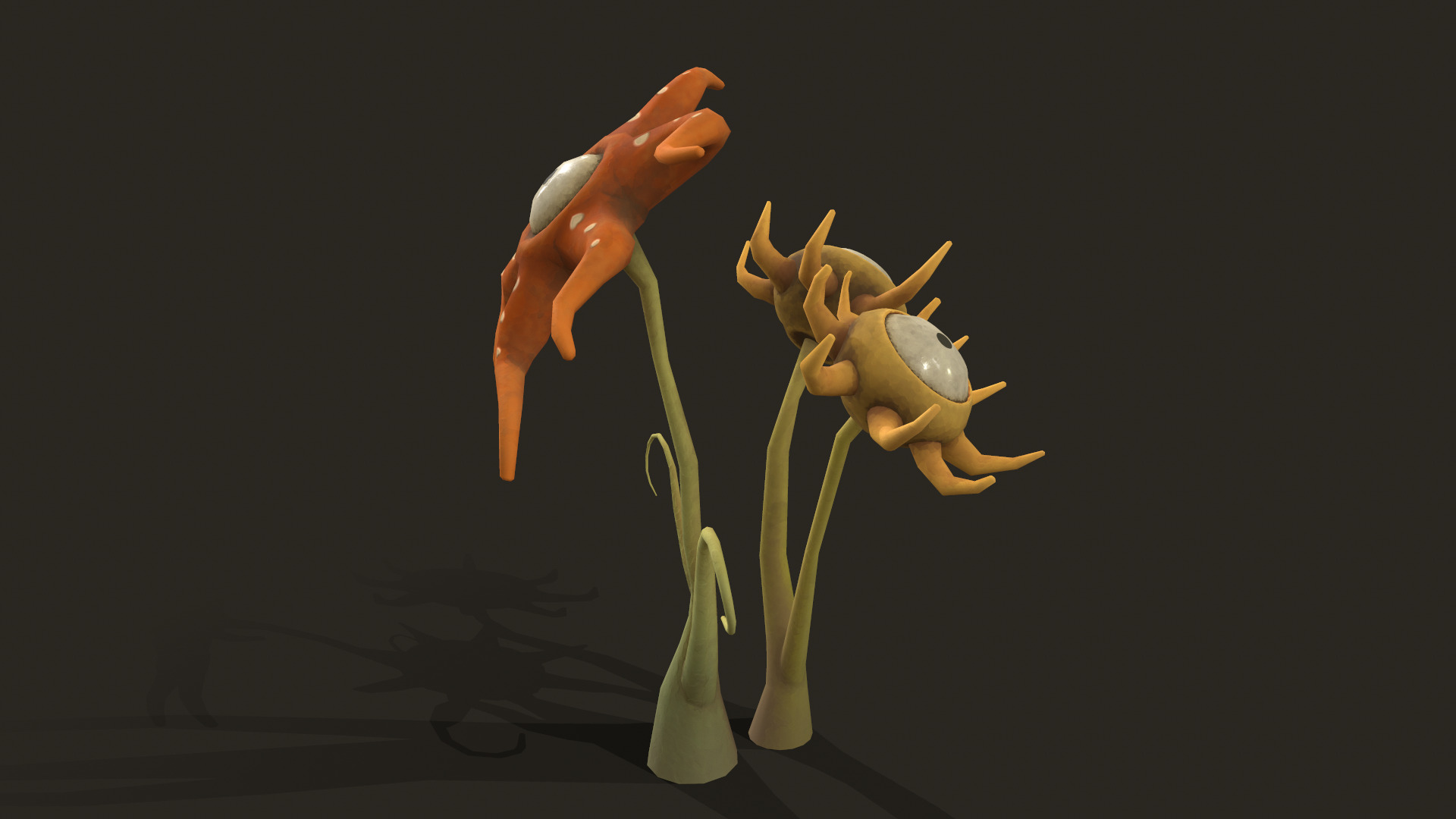 Stylized Flower Composition Low-poly 3D model_8