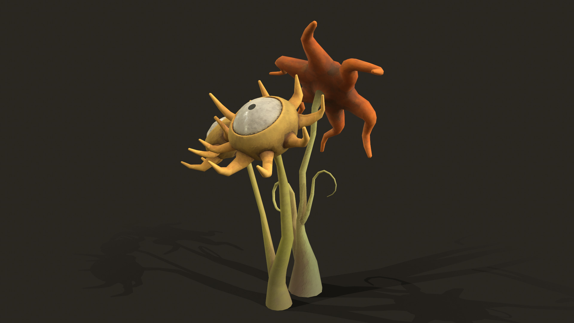 Stylized Flower Composition Low-poly 3D model_3