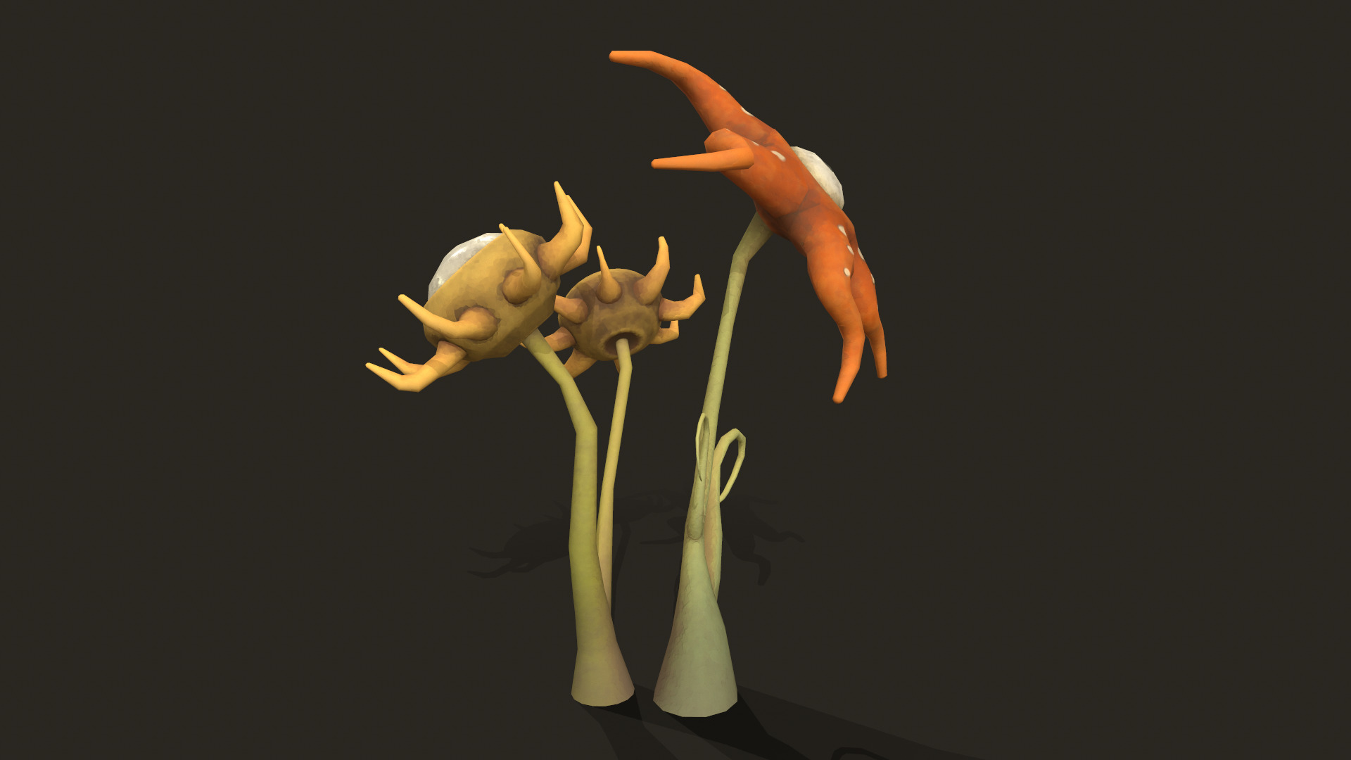 Stylized Flower Composition Low-poly 3D model_16