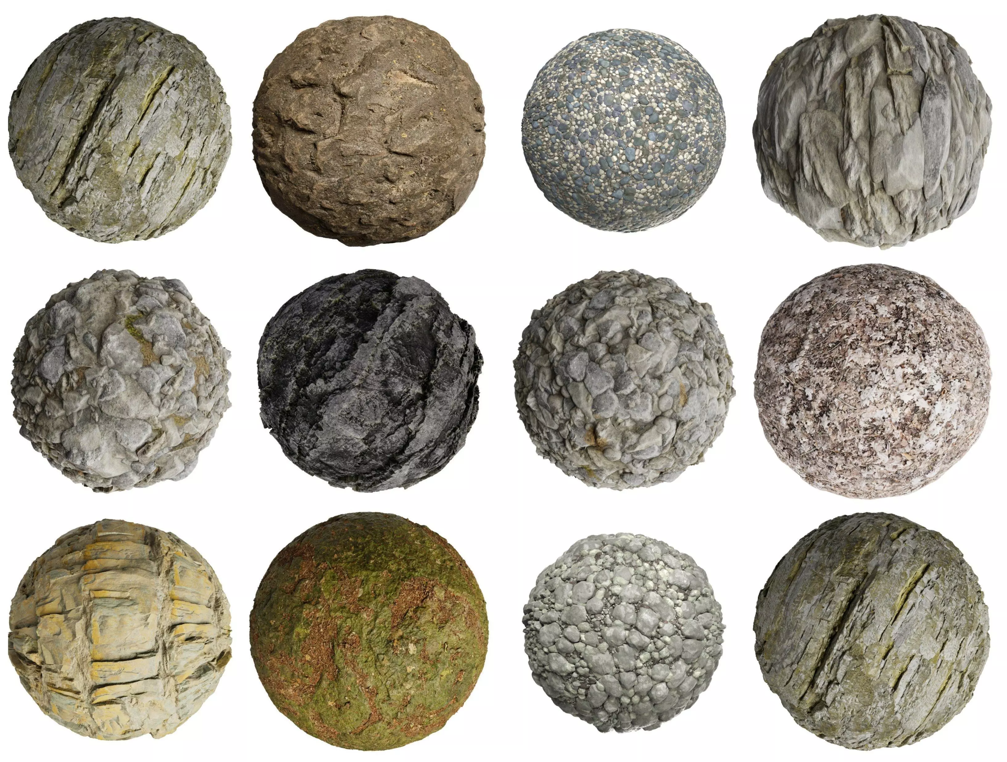 Printable Rocks Realistic Pack 12 Gravel Stone Rock Realistic PBR 4K Texture | CGTrader