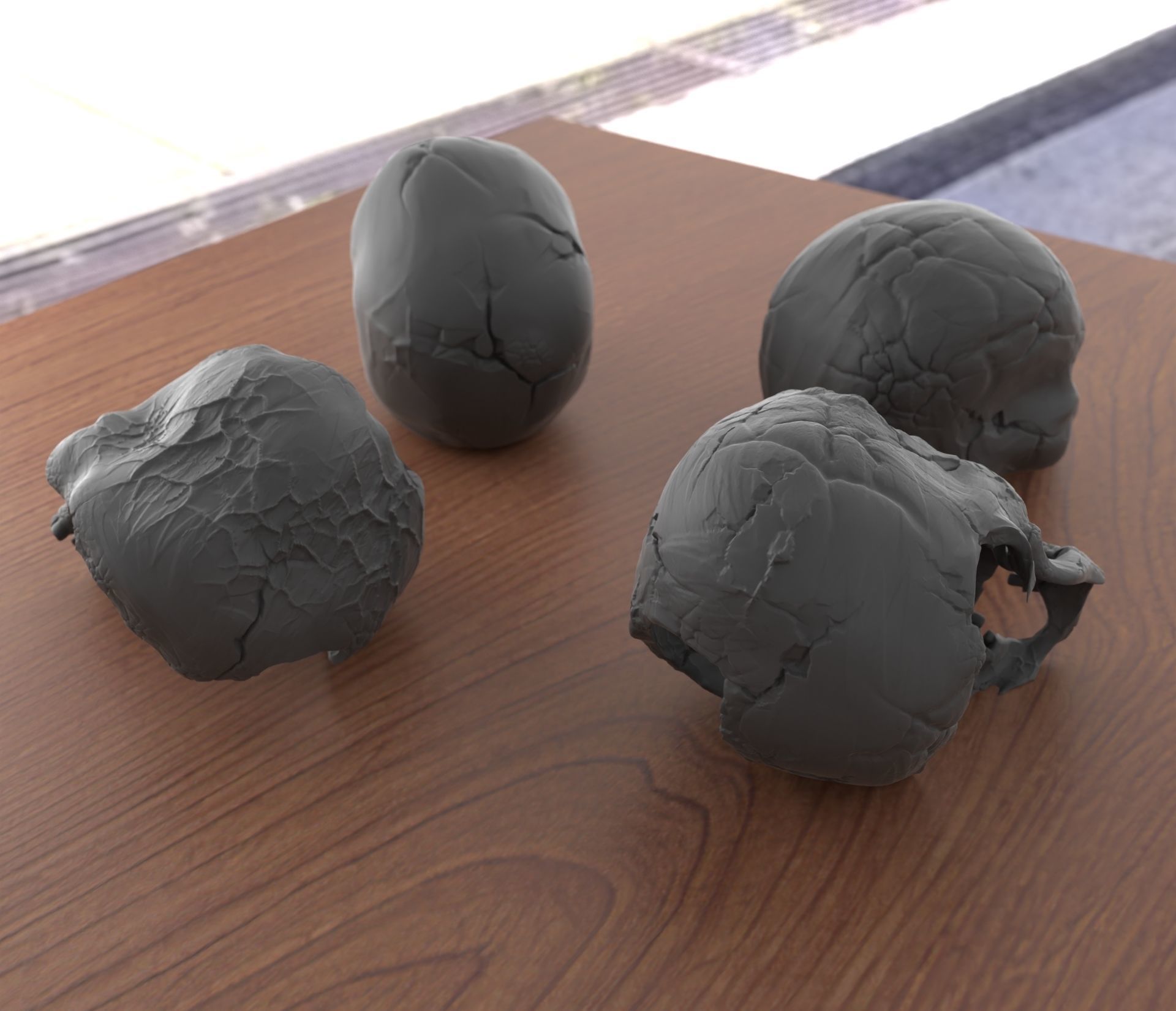 4 Different Human Skulls 3D print model_7