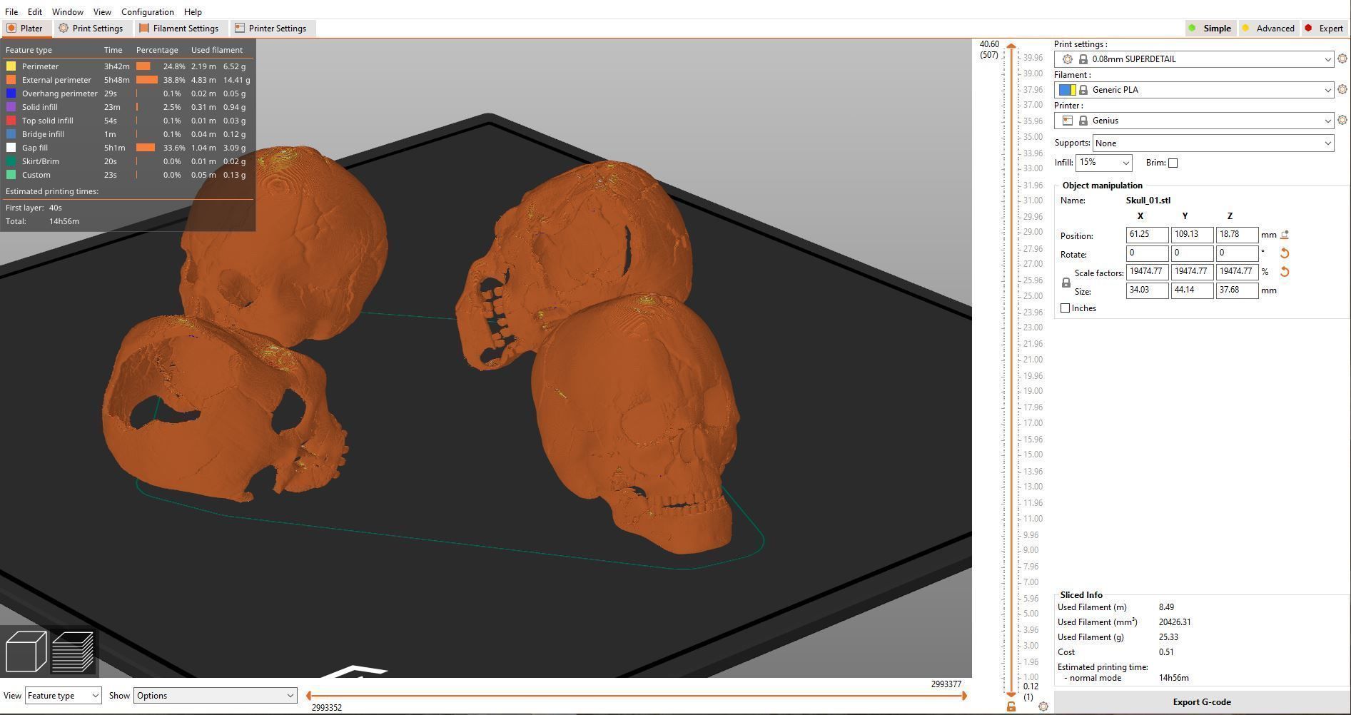 4 Different Human Skulls 3D print model_15