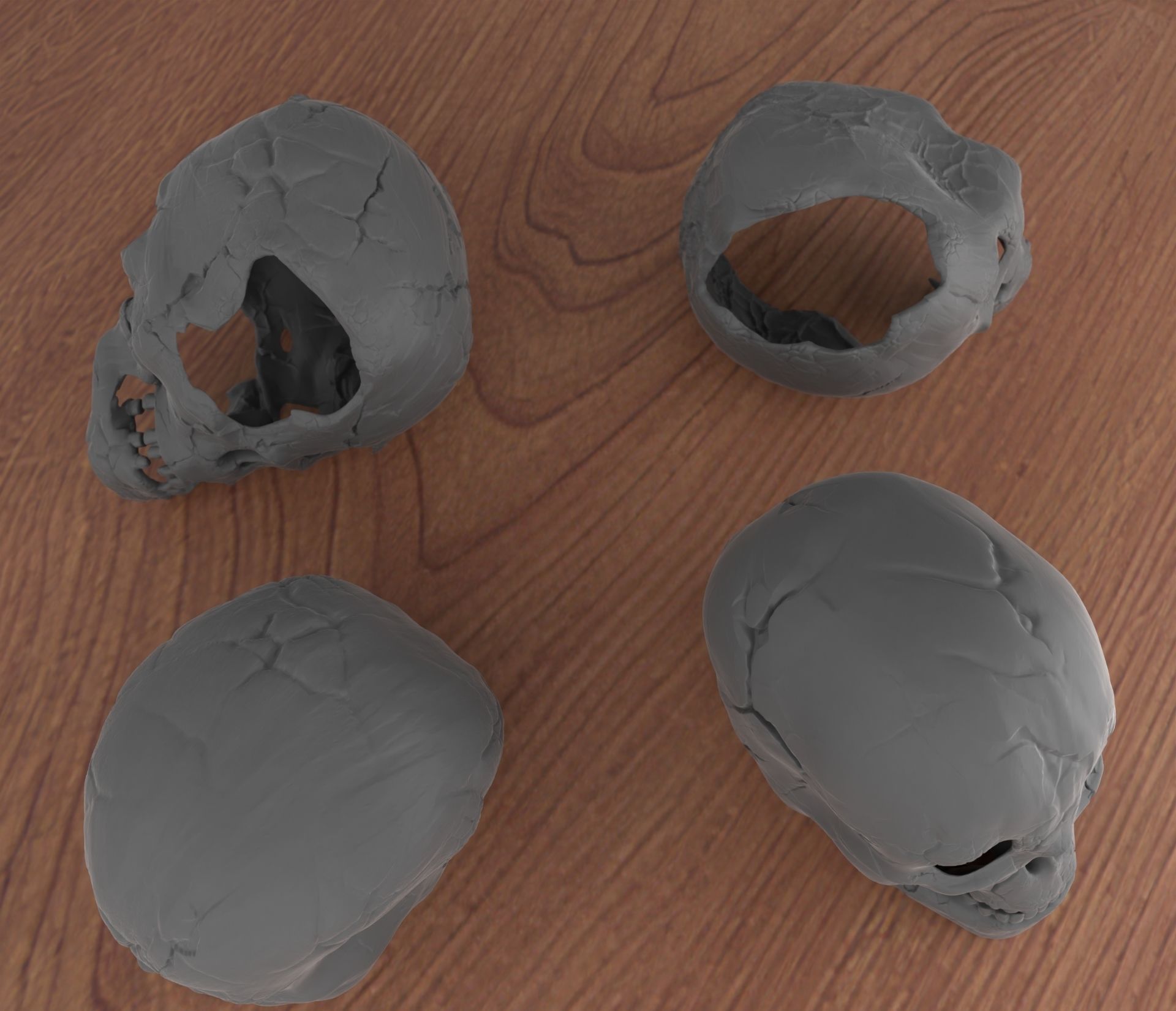 4 Different Human Skulls 3D print model_2