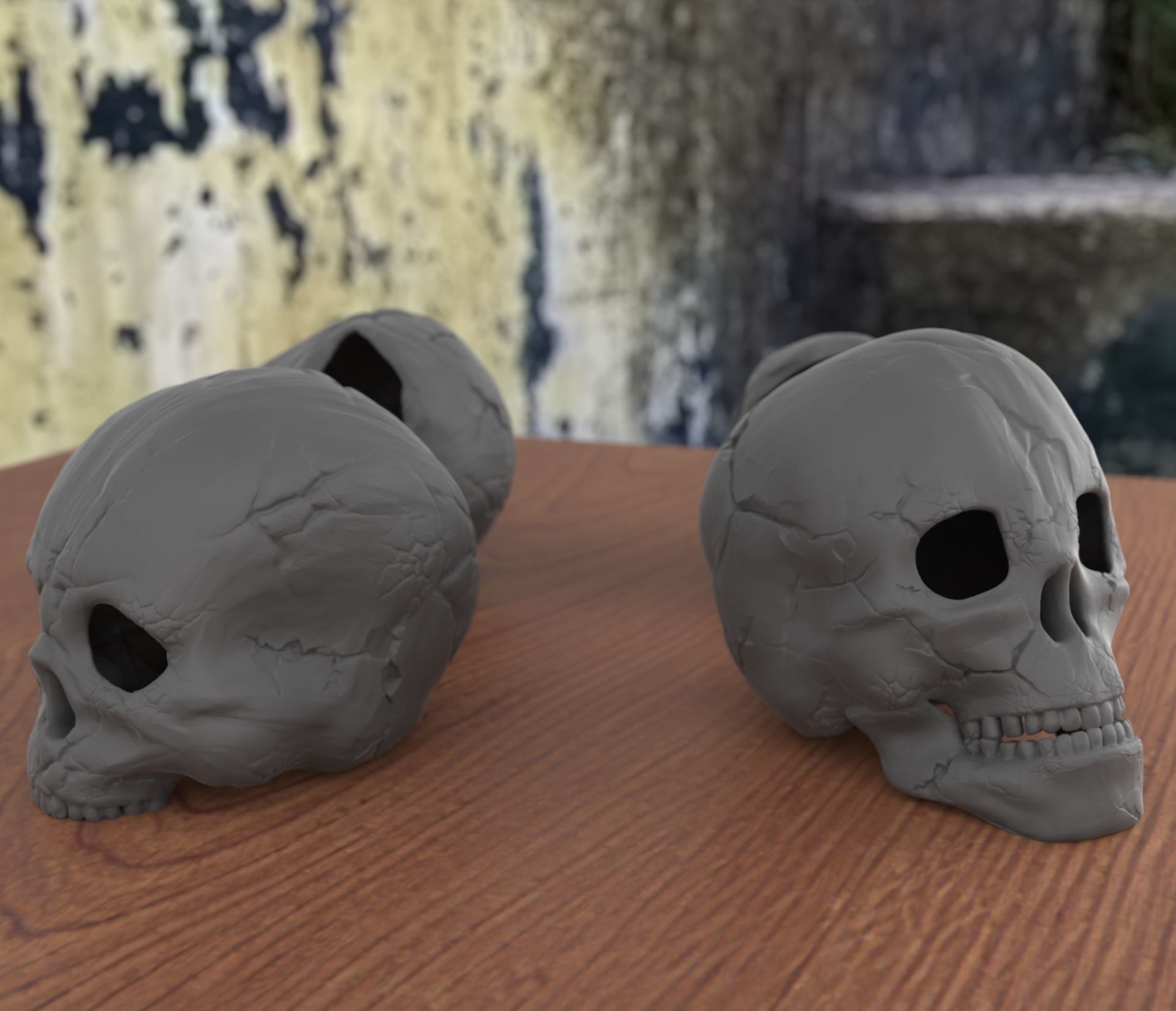 4 Different Human Skulls 3D print model_3