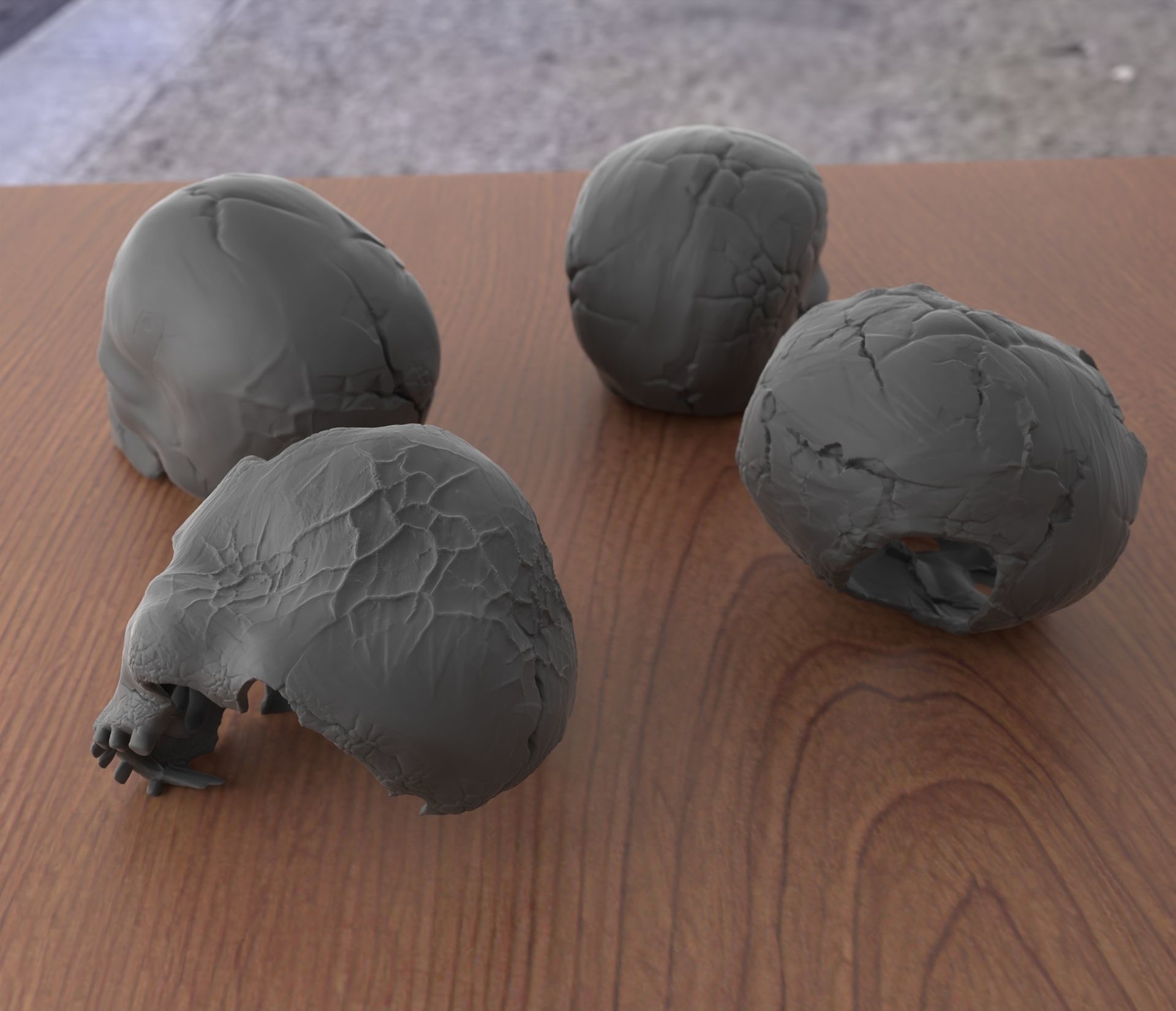 4 Different Human Skulls 3D print model_6
