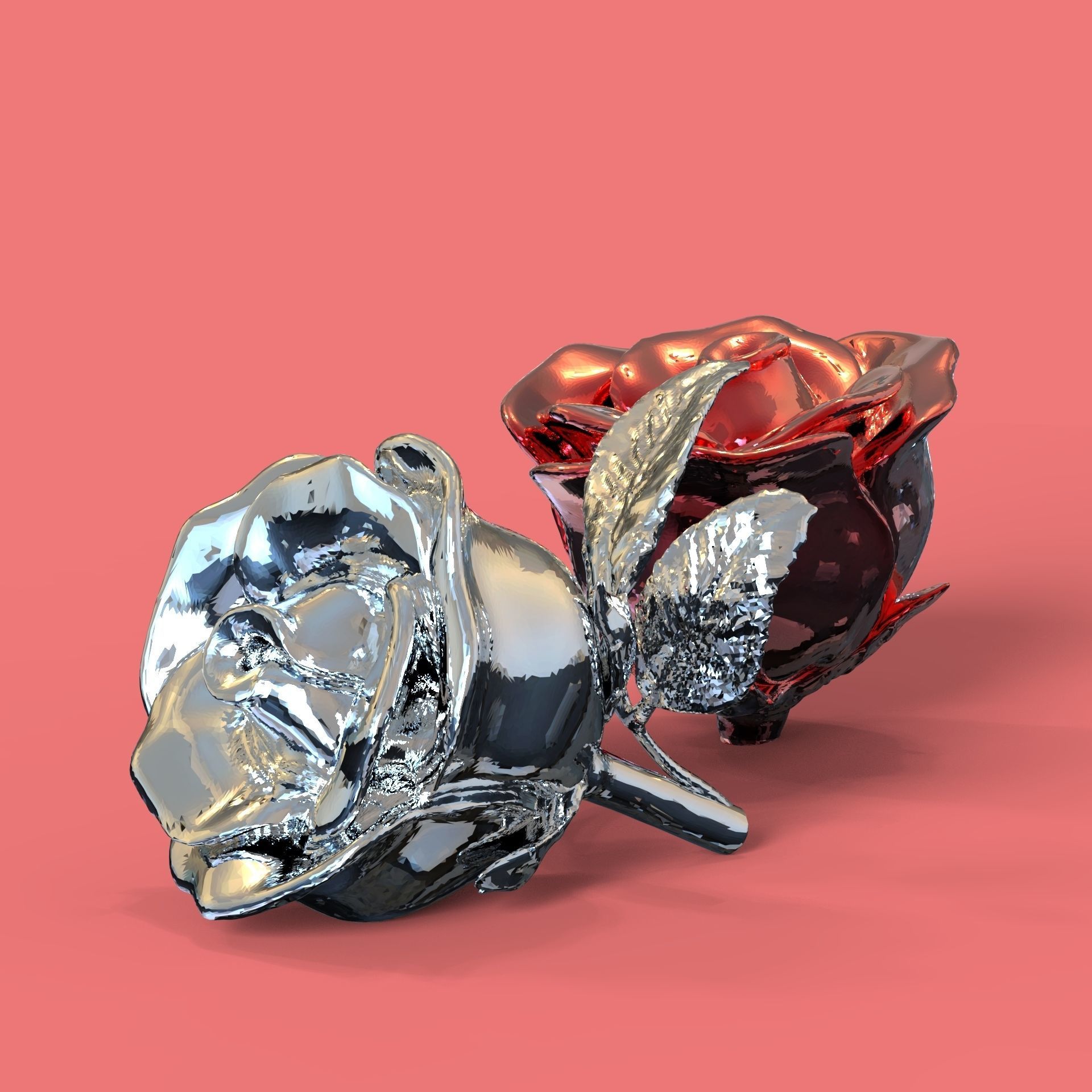 Rose three buds 3D print model_4