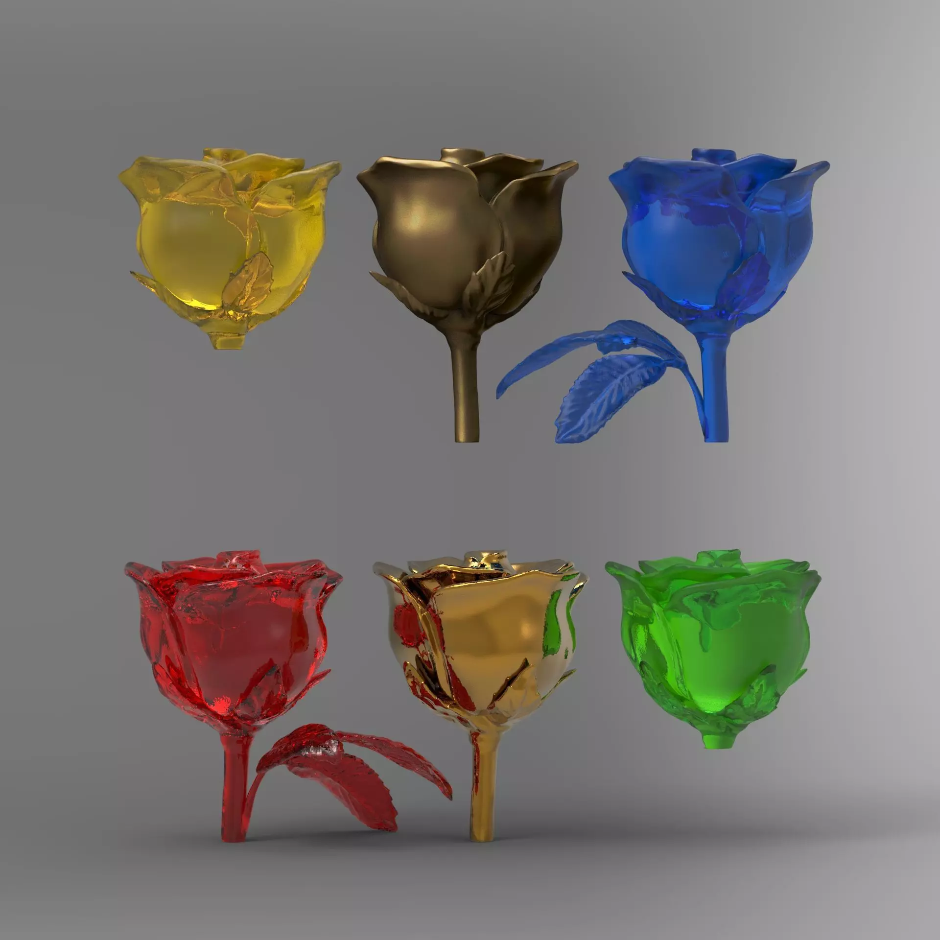 Rose three buds 3D print model_0