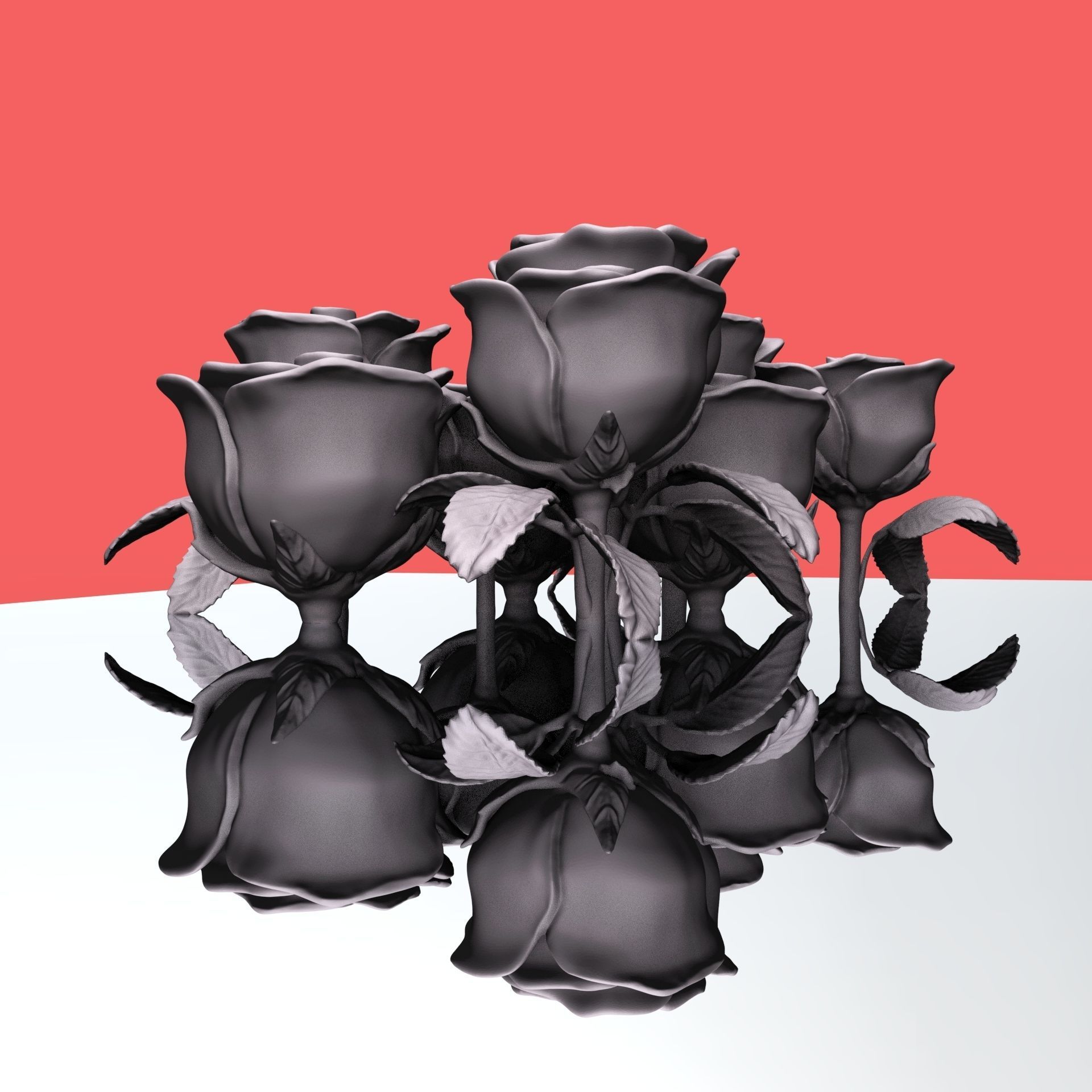 Rose three buds 3D print model_5