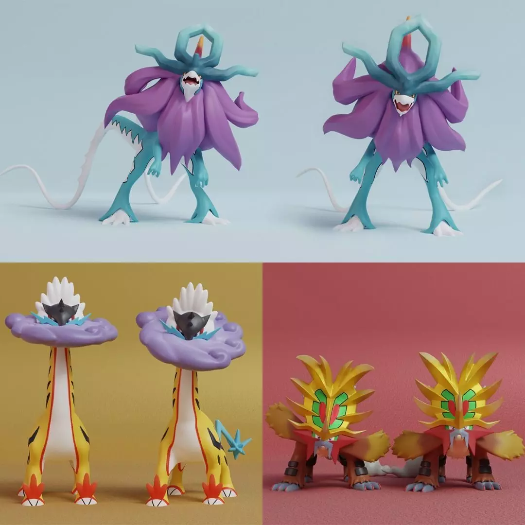 Pokemon - Gouging Fire Raging Bolt and Walking Wake 3D print model_0