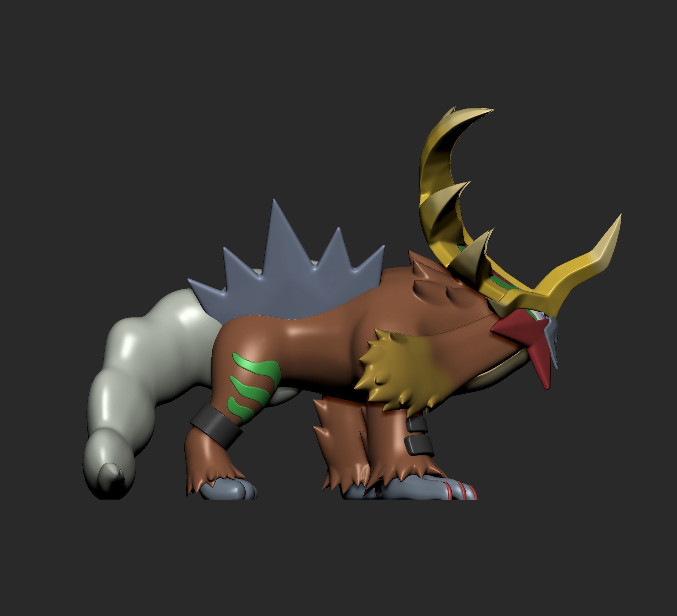 Pokemon - Gouging Fire Raging Bolt and Walking Wake 3D print model_13