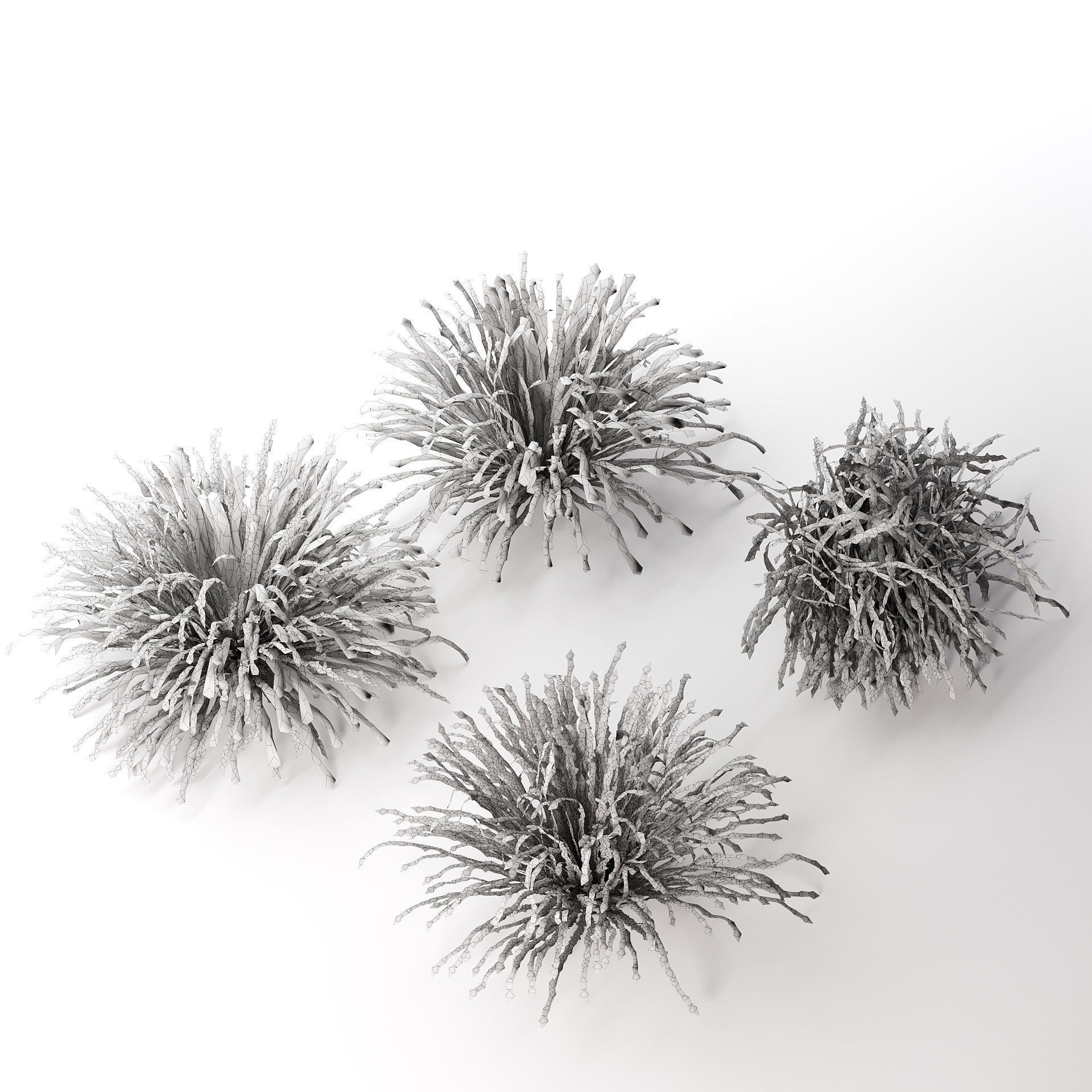 Dwarf Mondo Grass shrubs 3D Pack Low-poly 3D model_10