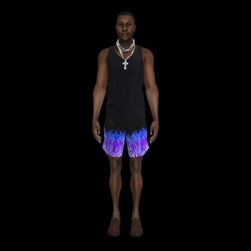 Full Outfit Men TankTop Shorts Free 3D model