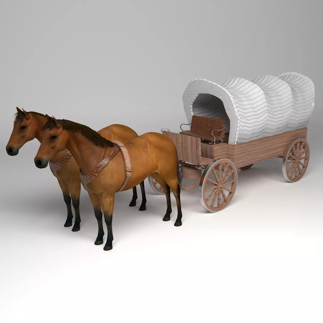 Western Wagon 6 - 4K 3D model_0