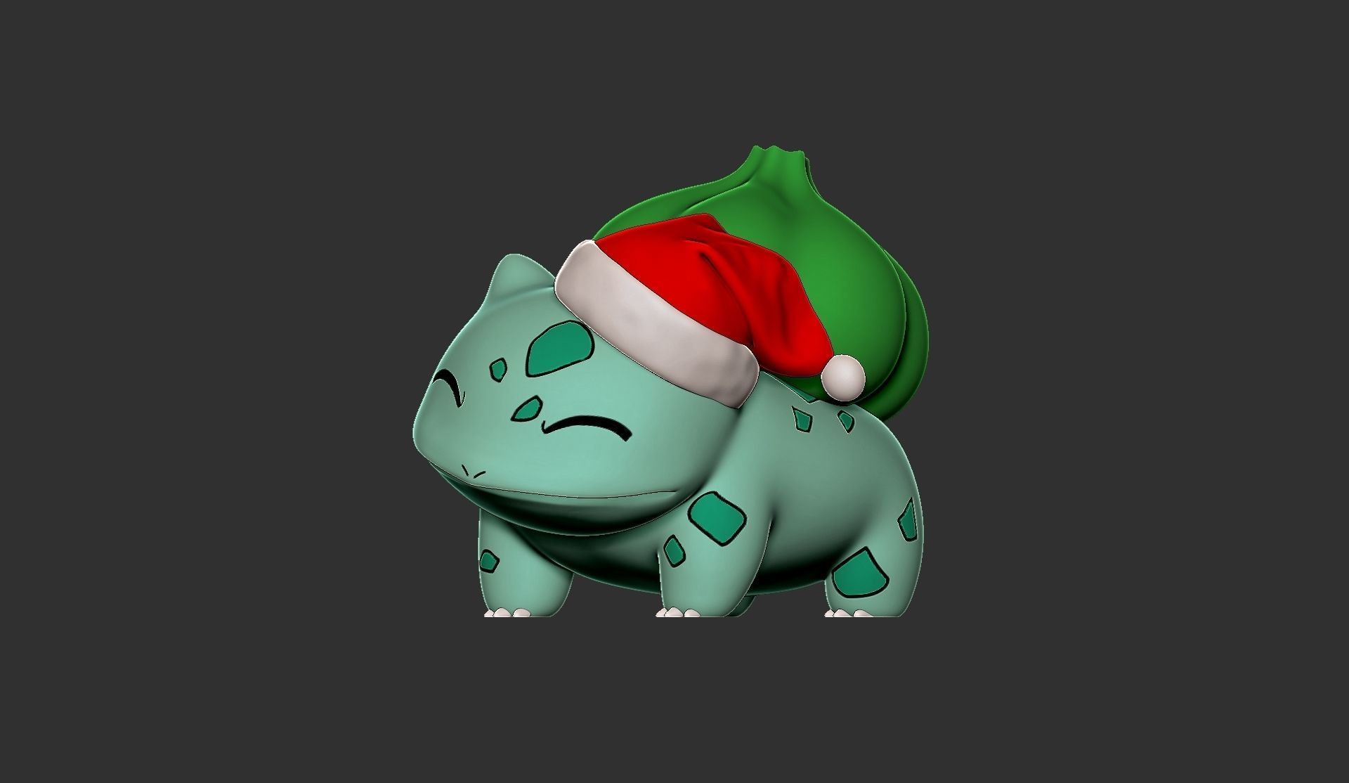Pokemon bulbasaur christmas 3D print model_3