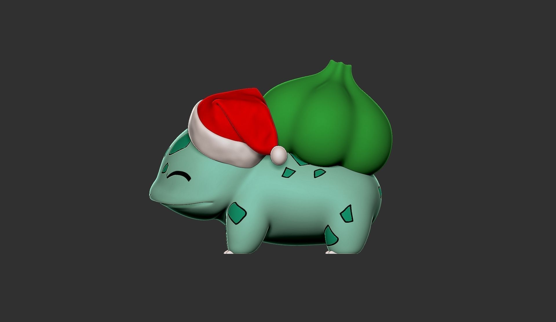 Pokemon bulbasaur christmas 3D print model_5