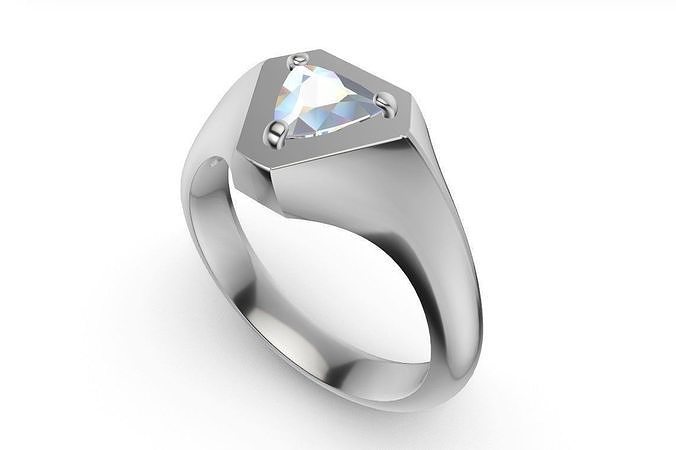 modern gents diamond trillion set ring us size 9 3D print model