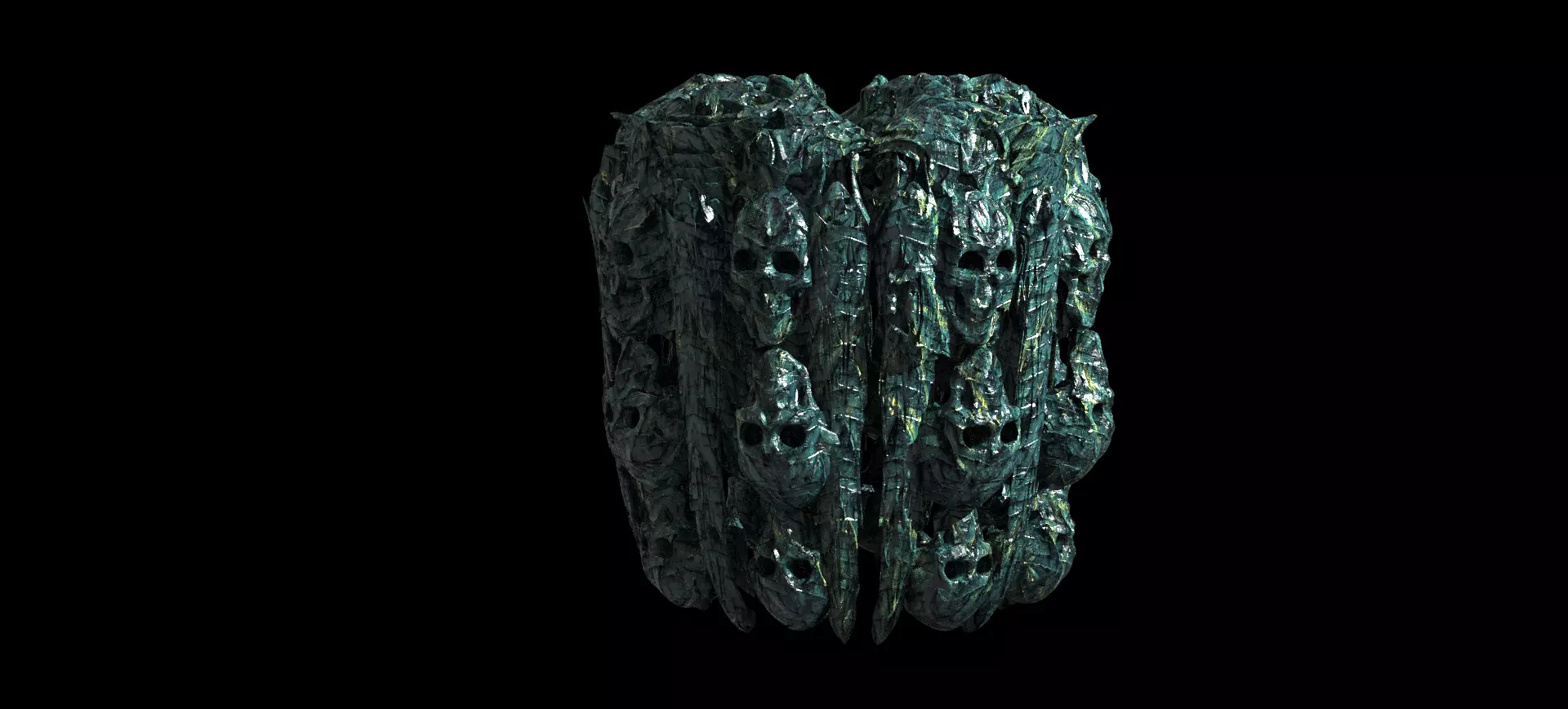 Scull secret pillar wall stone  3D model_0