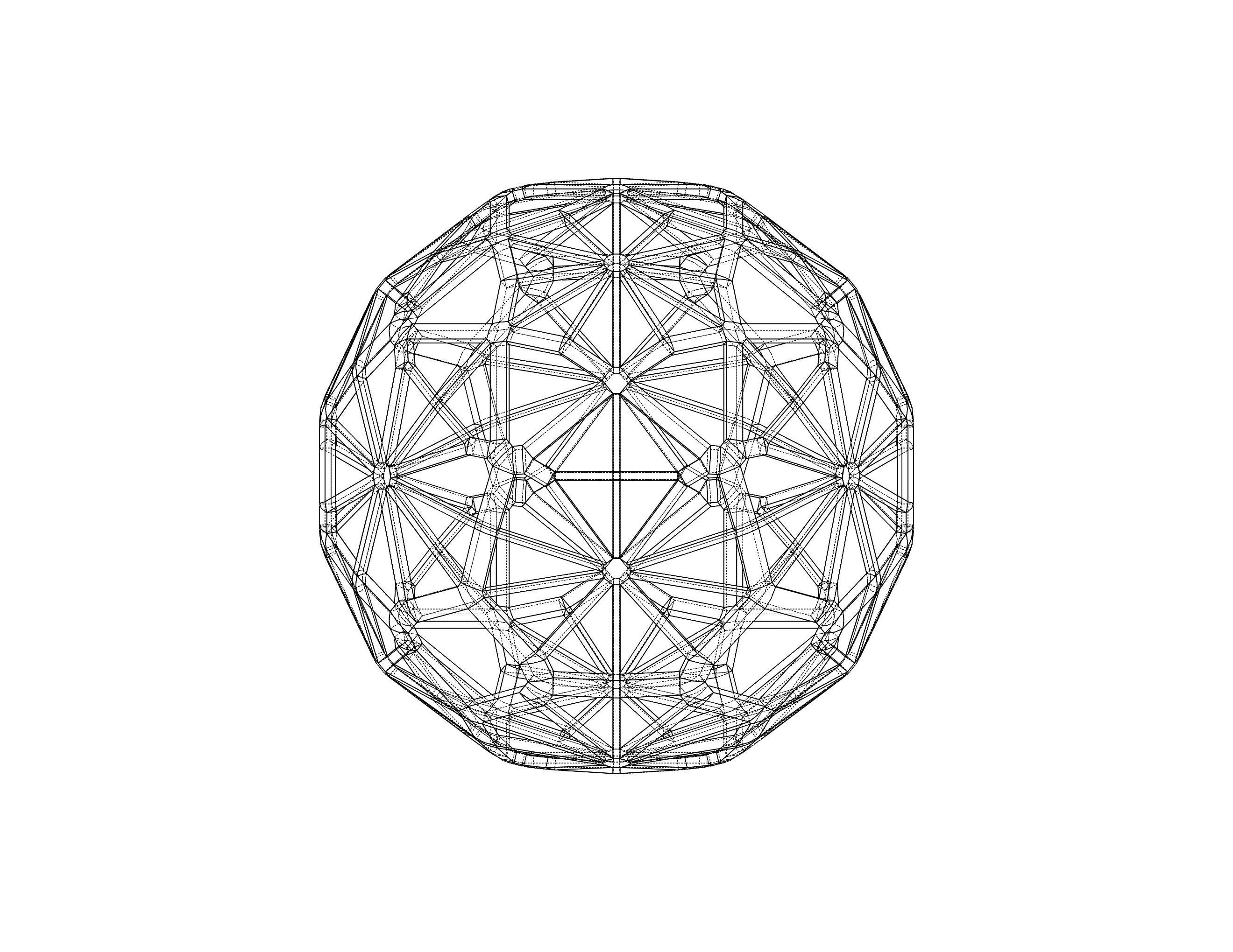 Wireframe Shape Geometric Faceted Sphere 3D print model_39
