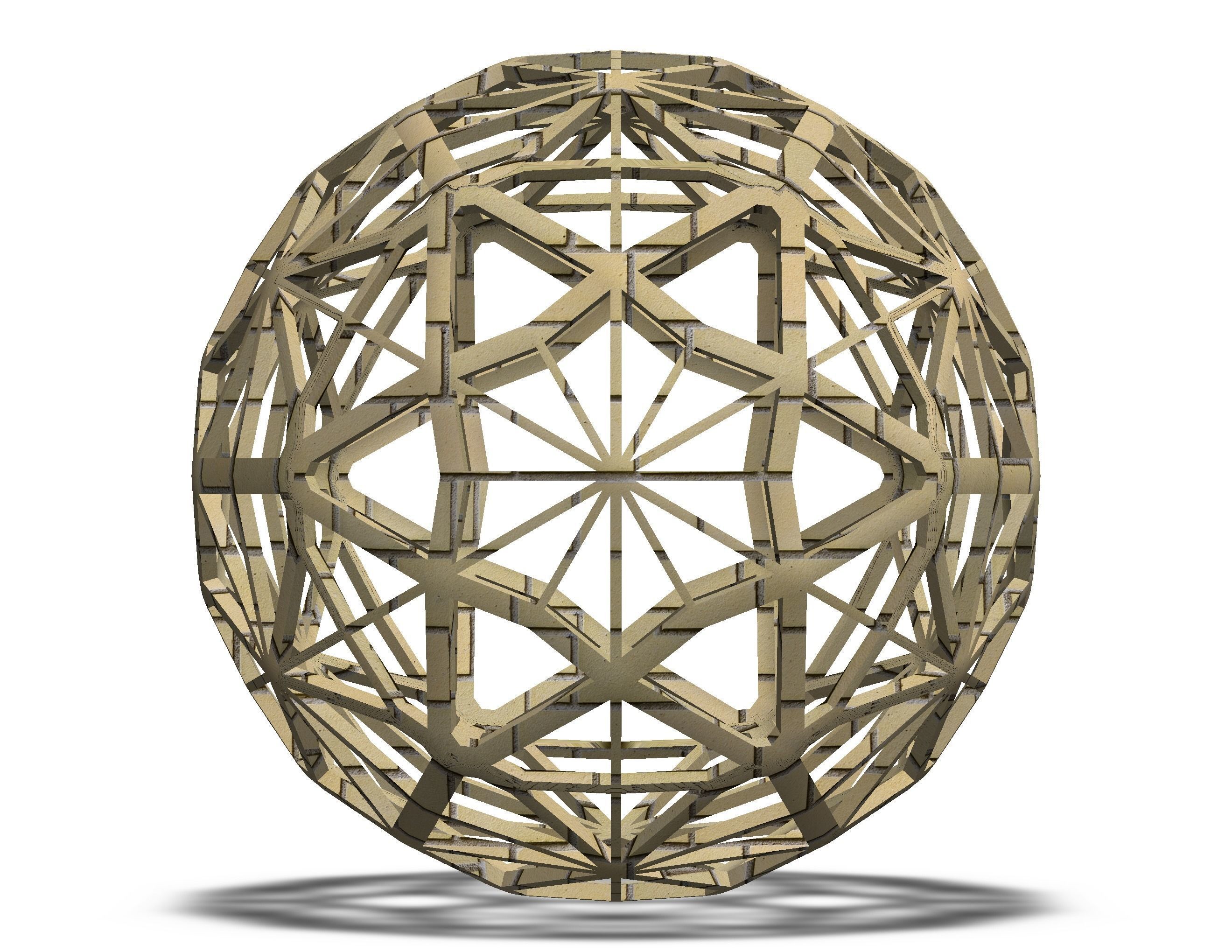 Wireframe Shape Geometric Faceted Sphere 3D print model_25