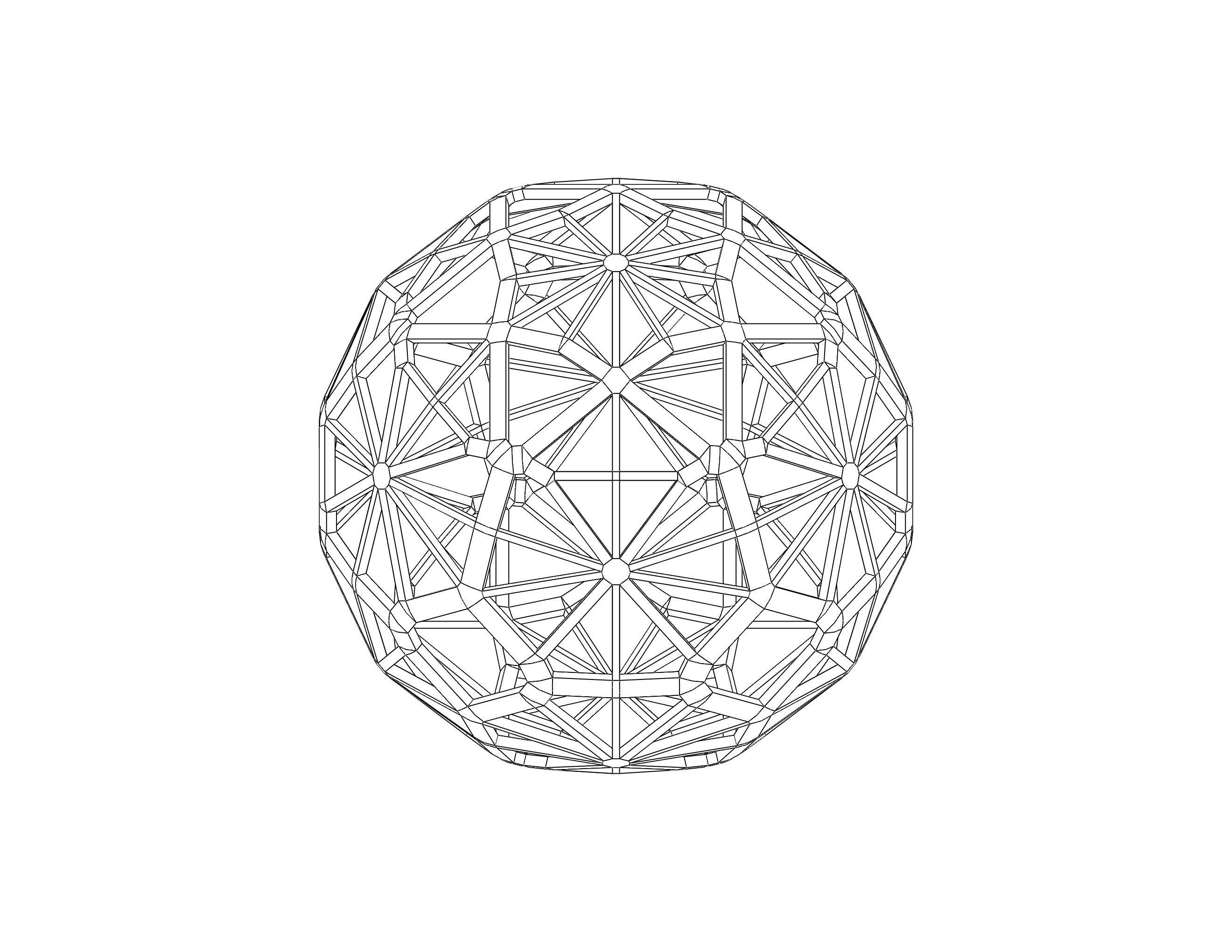 Wireframe Shape Geometric Faceted Sphere 3D print model_38