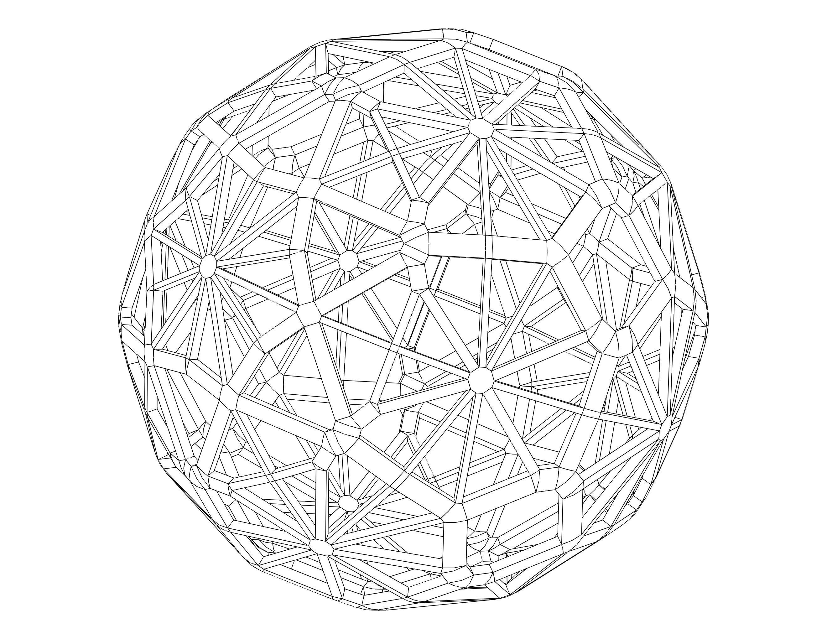 Wireframe Shape Geometric Faceted Sphere 3D print model_34
