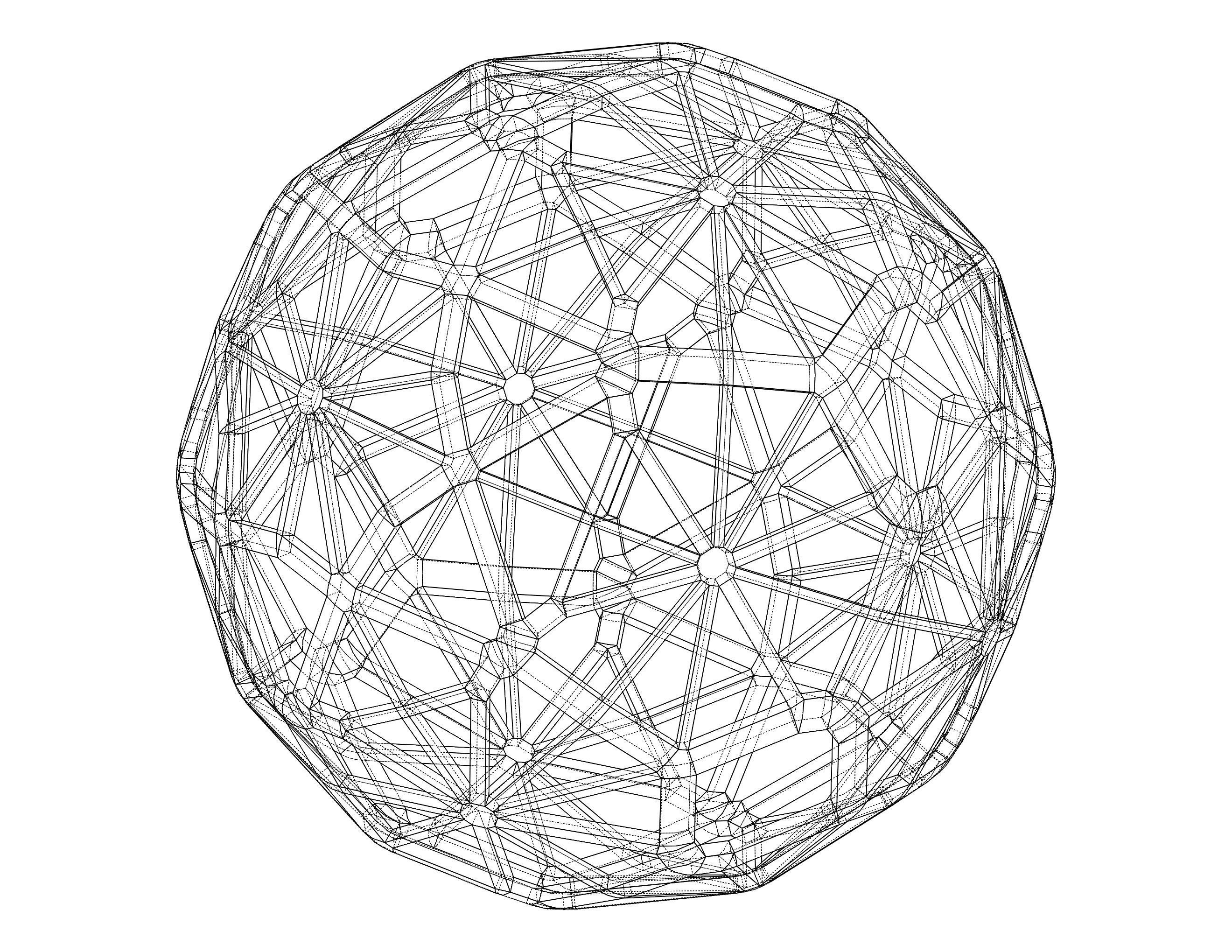 Wireframe Shape Geometric Faceted Sphere 3D print model_35