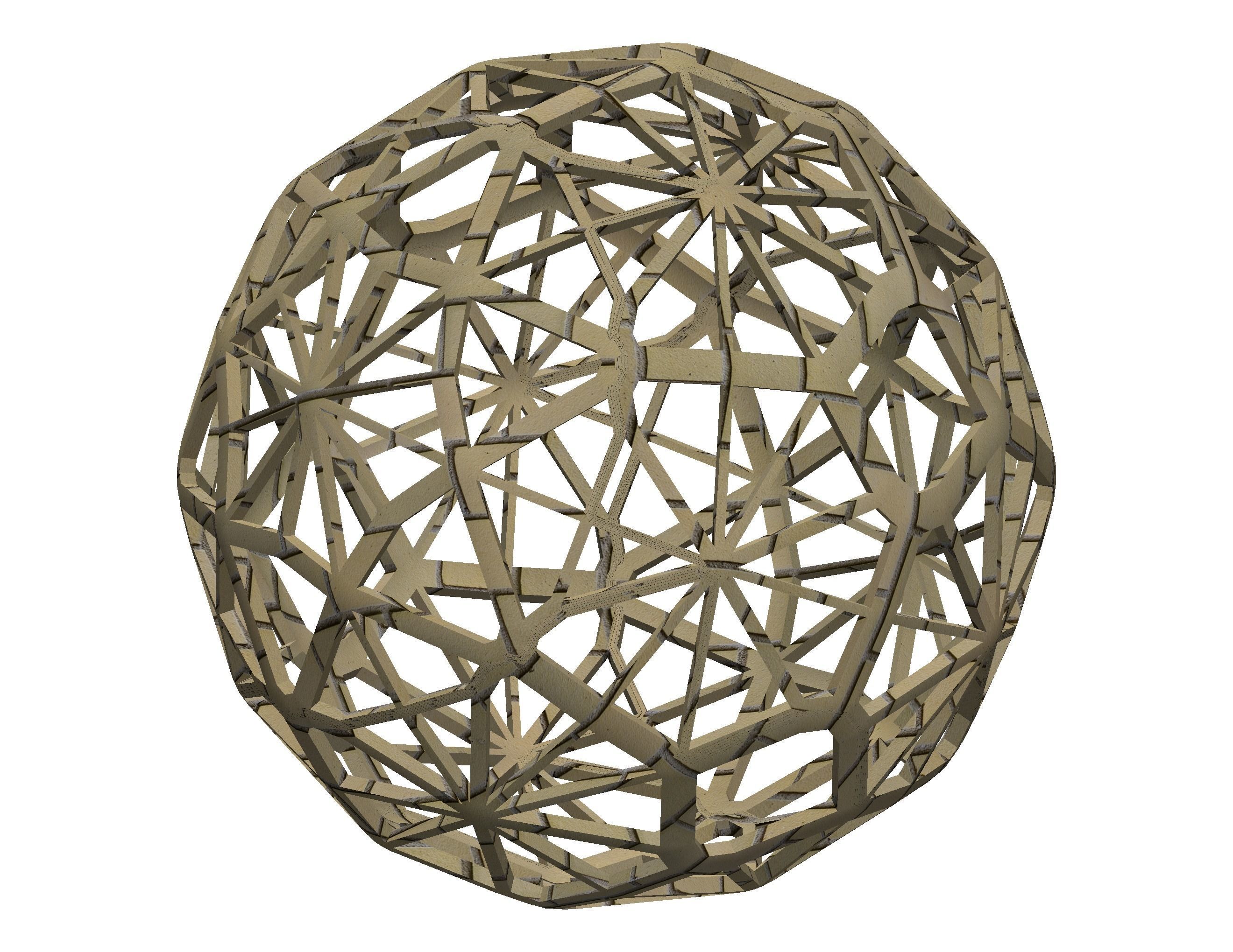 Wireframe Shape Geometric Faceted Sphere 3D print model_37