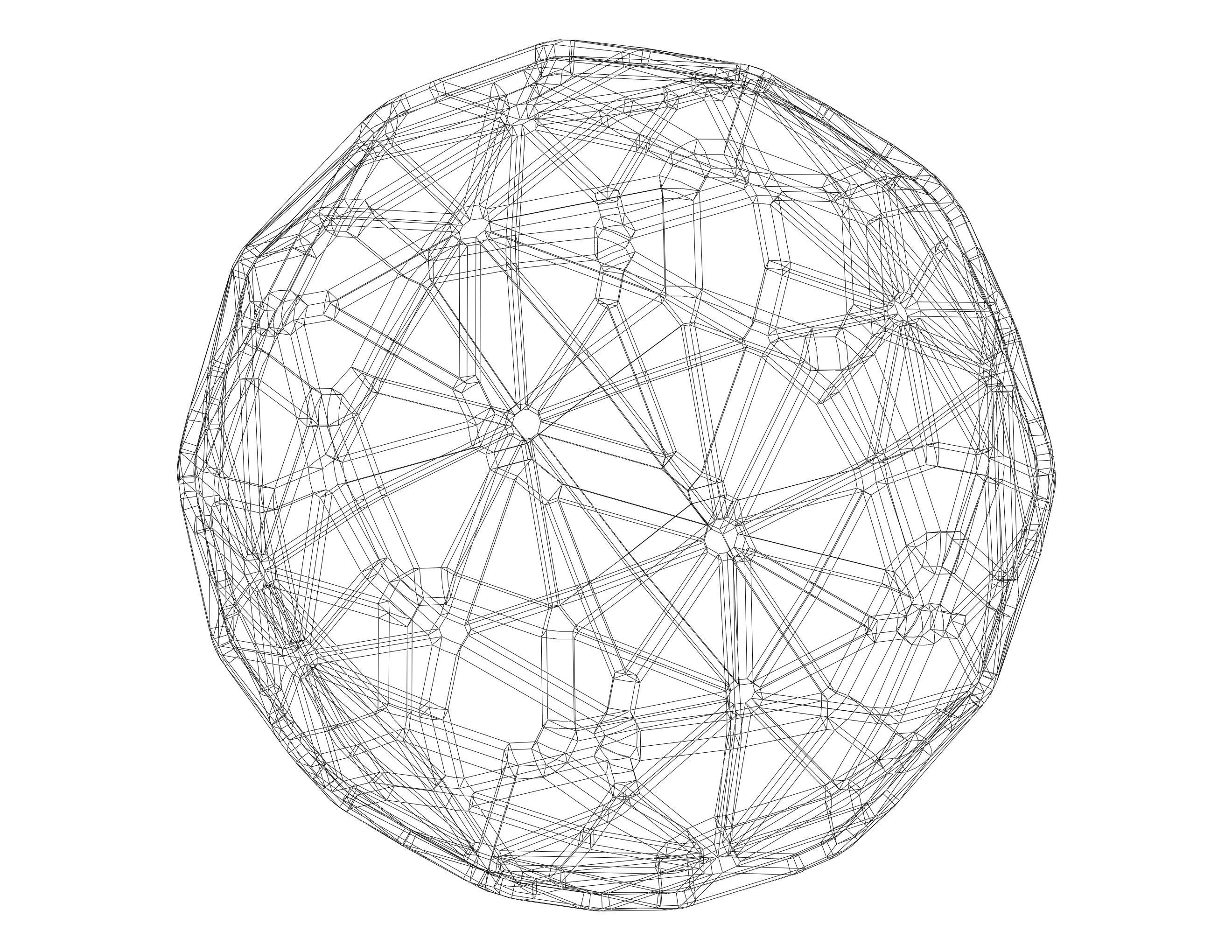 Wireframe Shape Geometric Faceted Sphere 3D print model_8