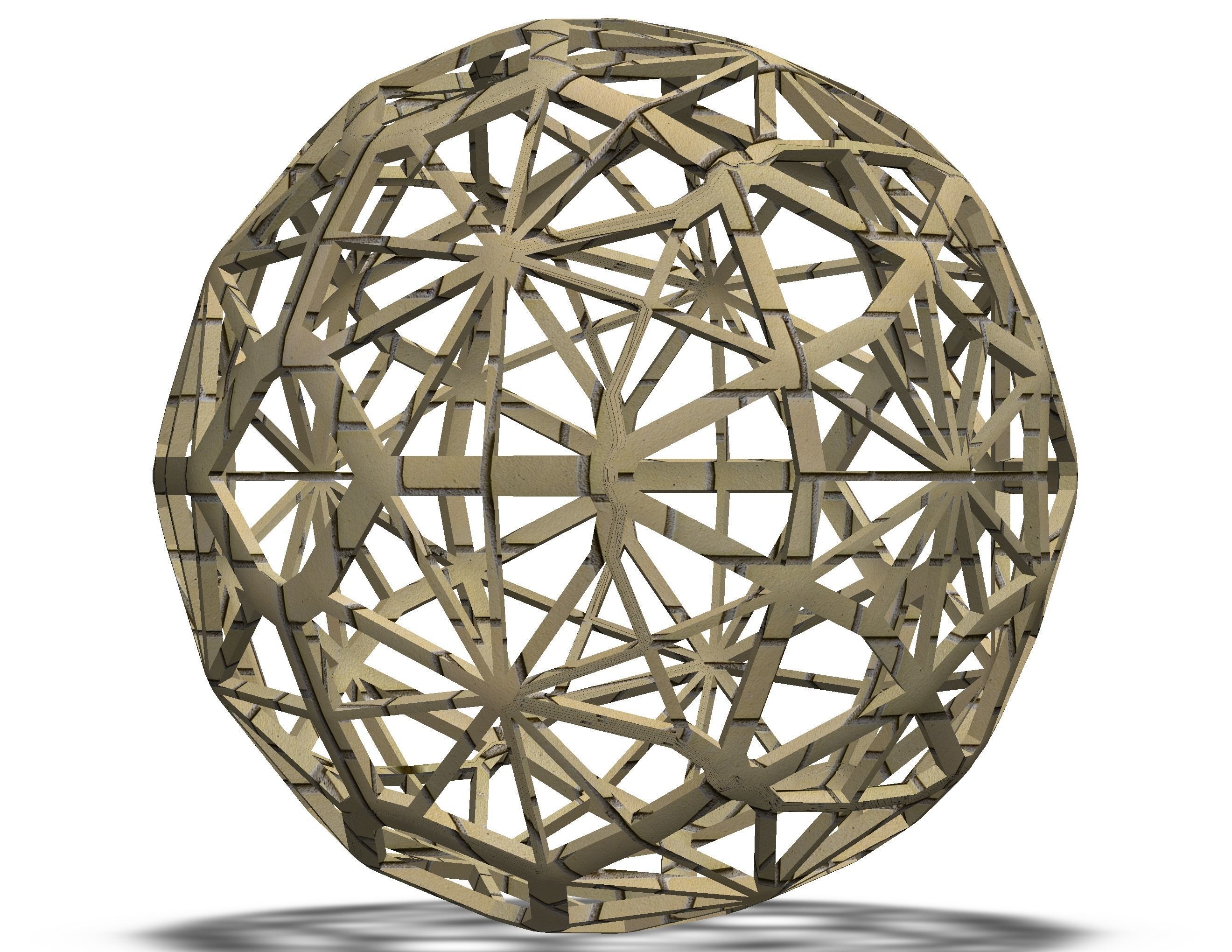 Wireframe Shape Geometric Faceted Sphere 3D print model_29