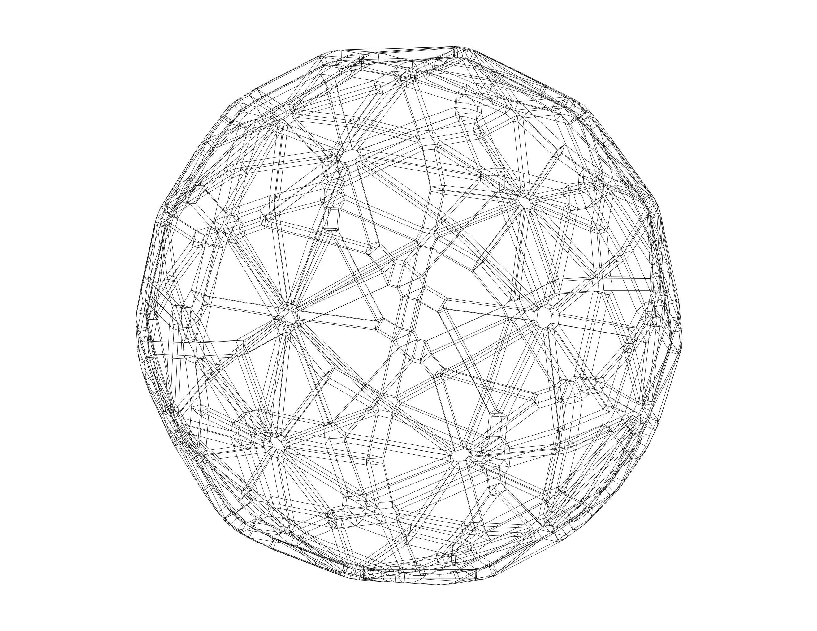 Wireframe Shape Geometric Faceted Sphere 3D print model_12