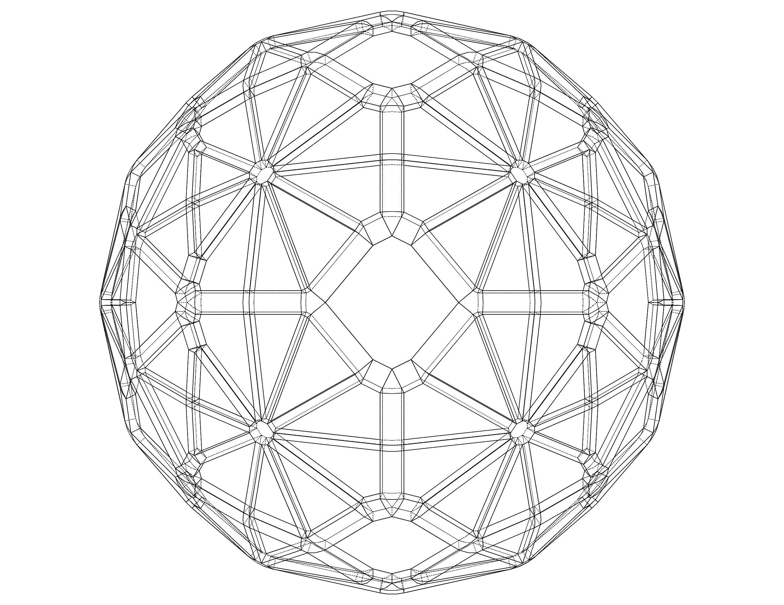 Wireframe Shape Geometric Faceted Sphere 3D print model_31