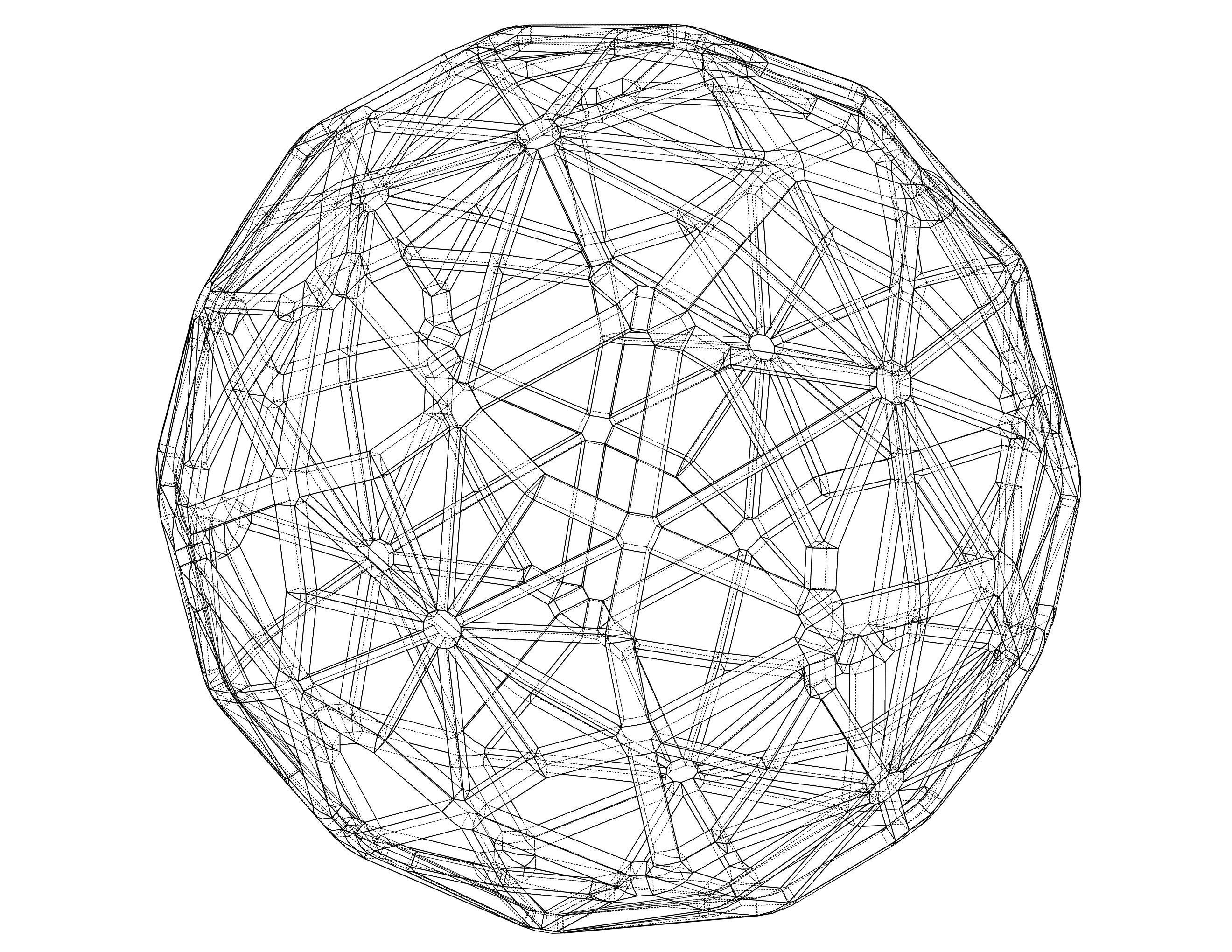 Wireframe Shape Geometric Faceted Sphere 3D print model_3