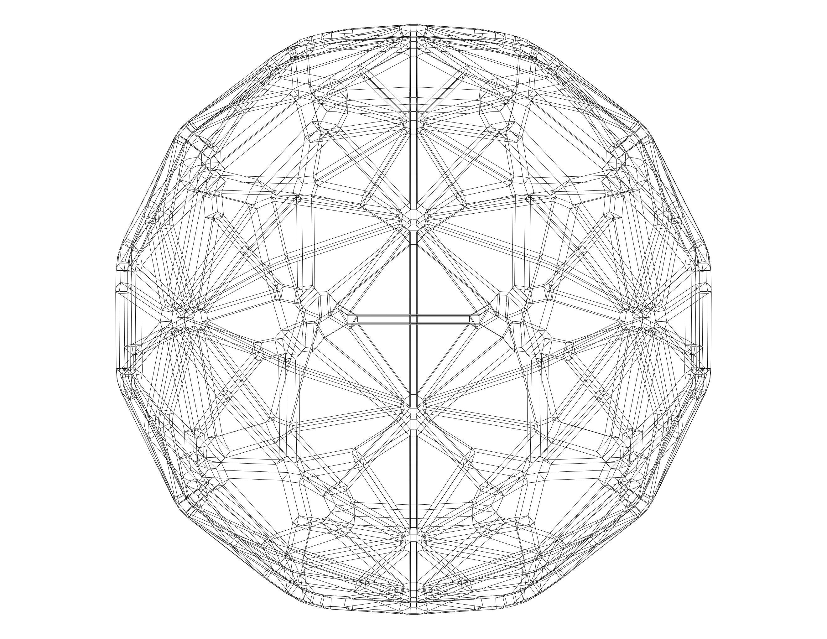Wireframe Shape Geometric Faceted Sphere 3D print model_20
