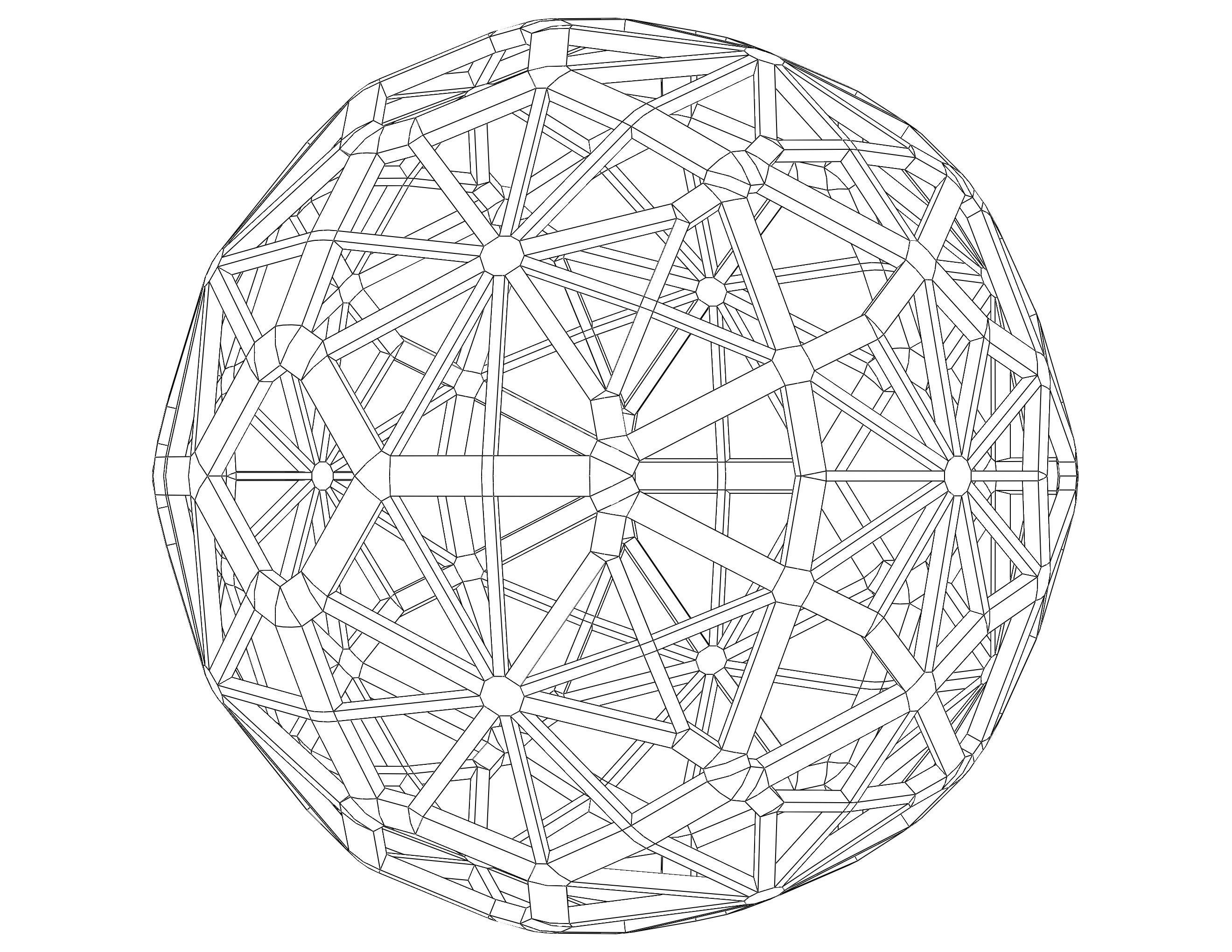 Wireframe Shape Geometric Faceted Sphere 3D print model_26