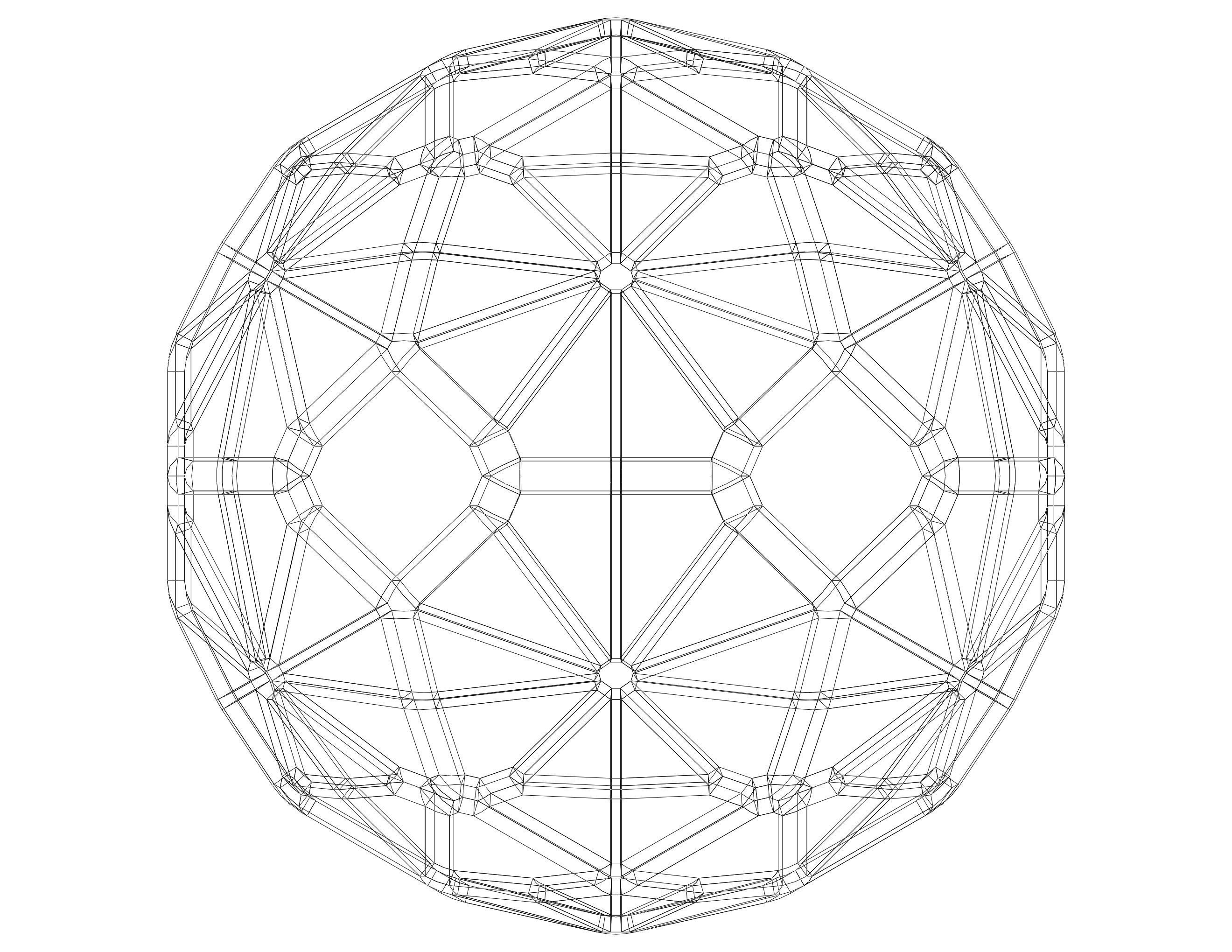 Wireframe Shape Geometric Faceted Sphere 3D print model_16