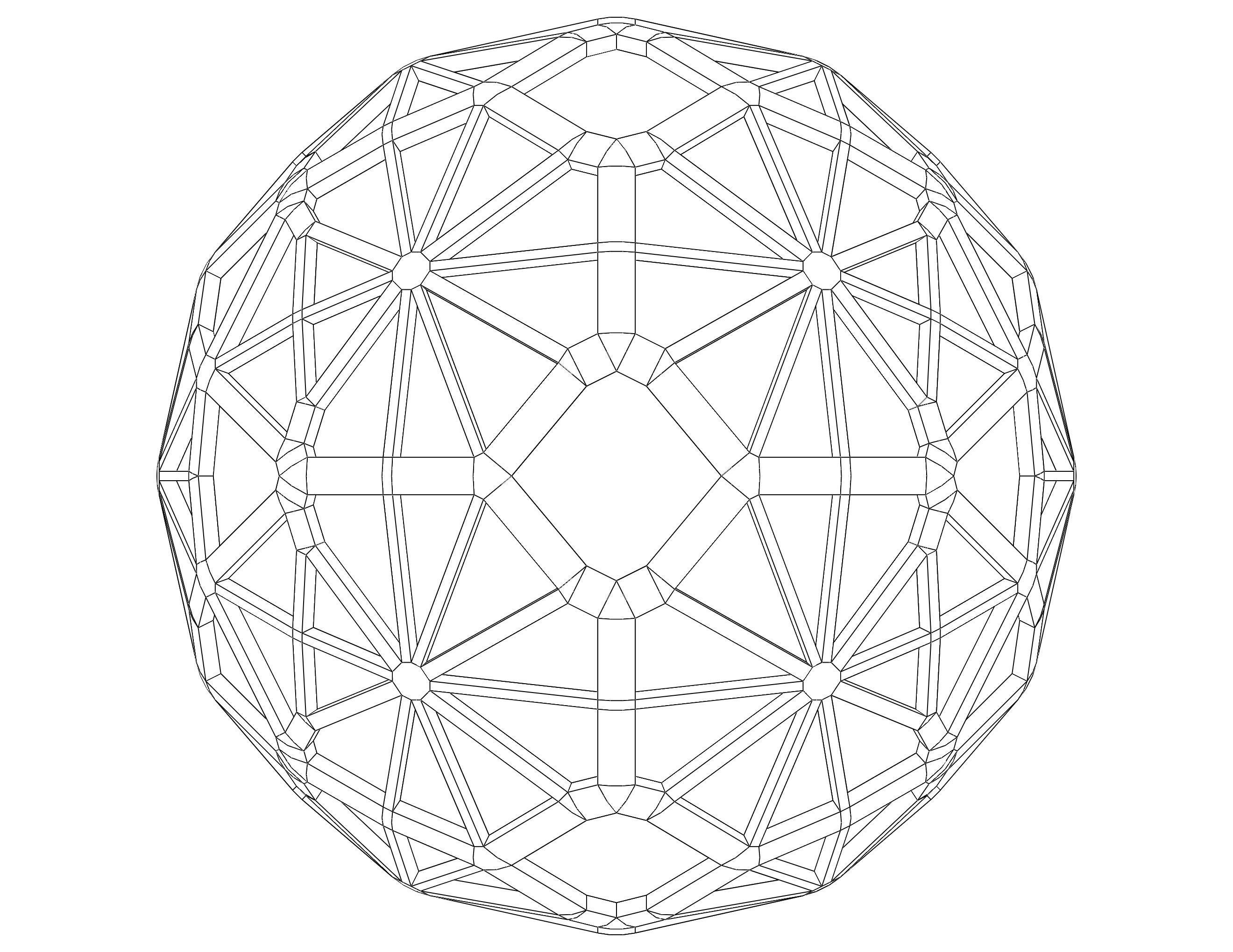 Wireframe Shape Geometric Faceted Sphere 3D print model_30