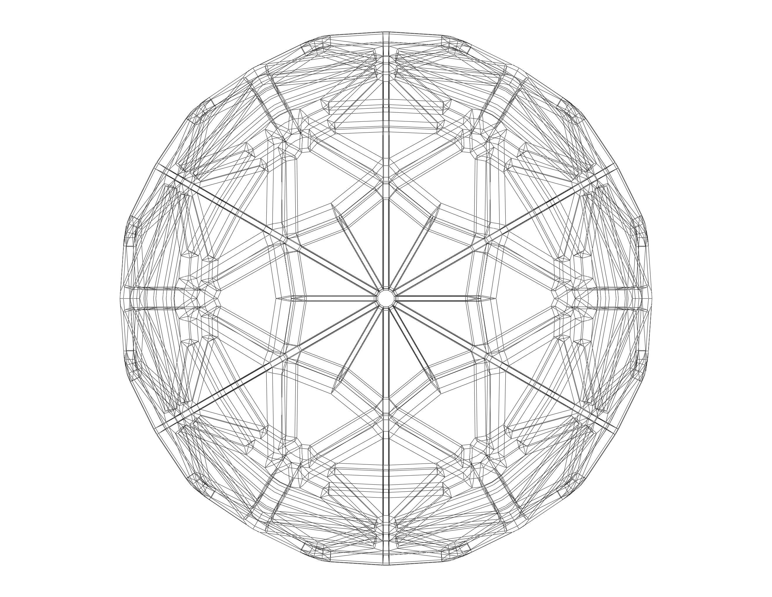 Wireframe Shape Geometric Faceted Sphere 3D print model_24