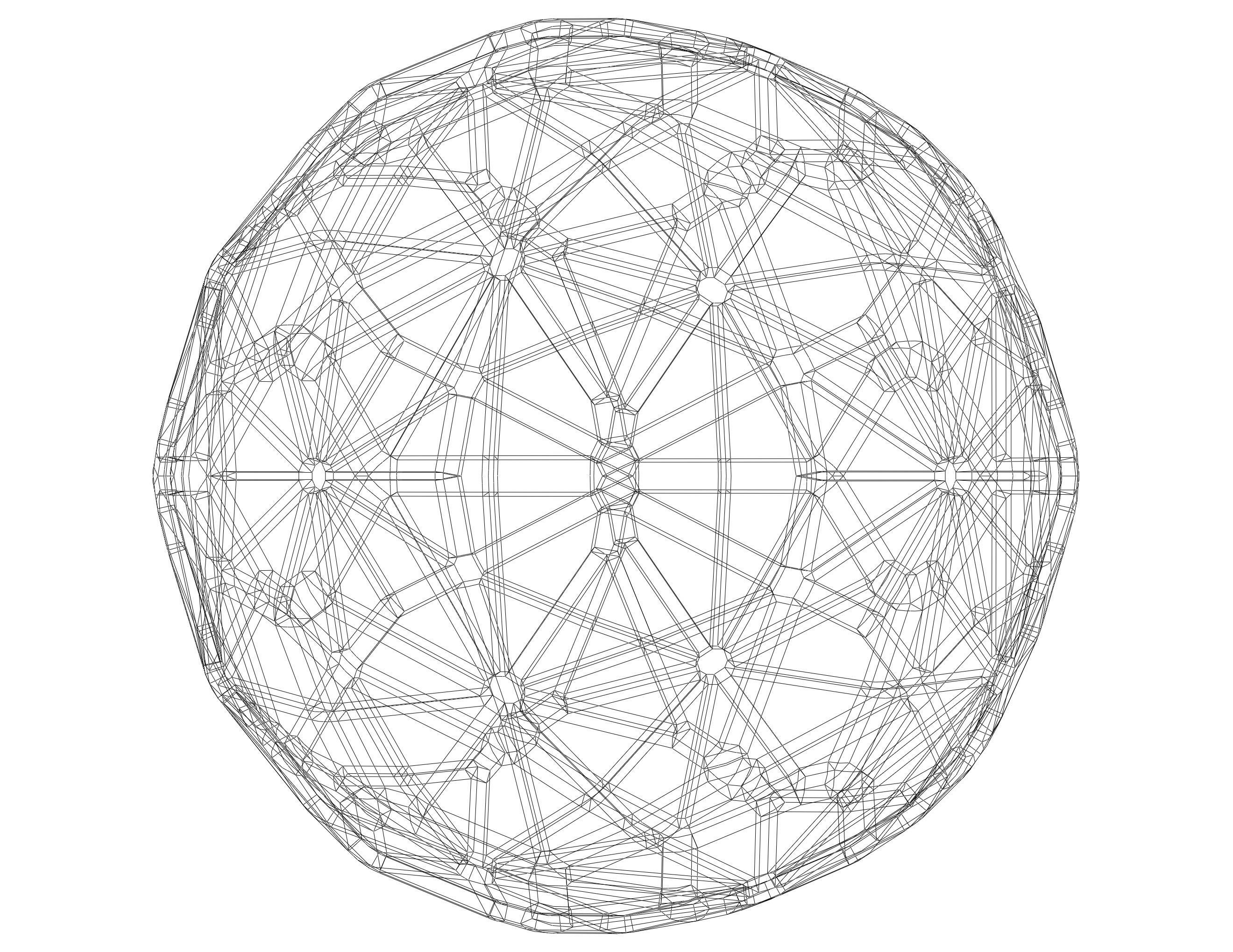 Wireframe Shape Geometric Faceted Sphere 3D print model_28