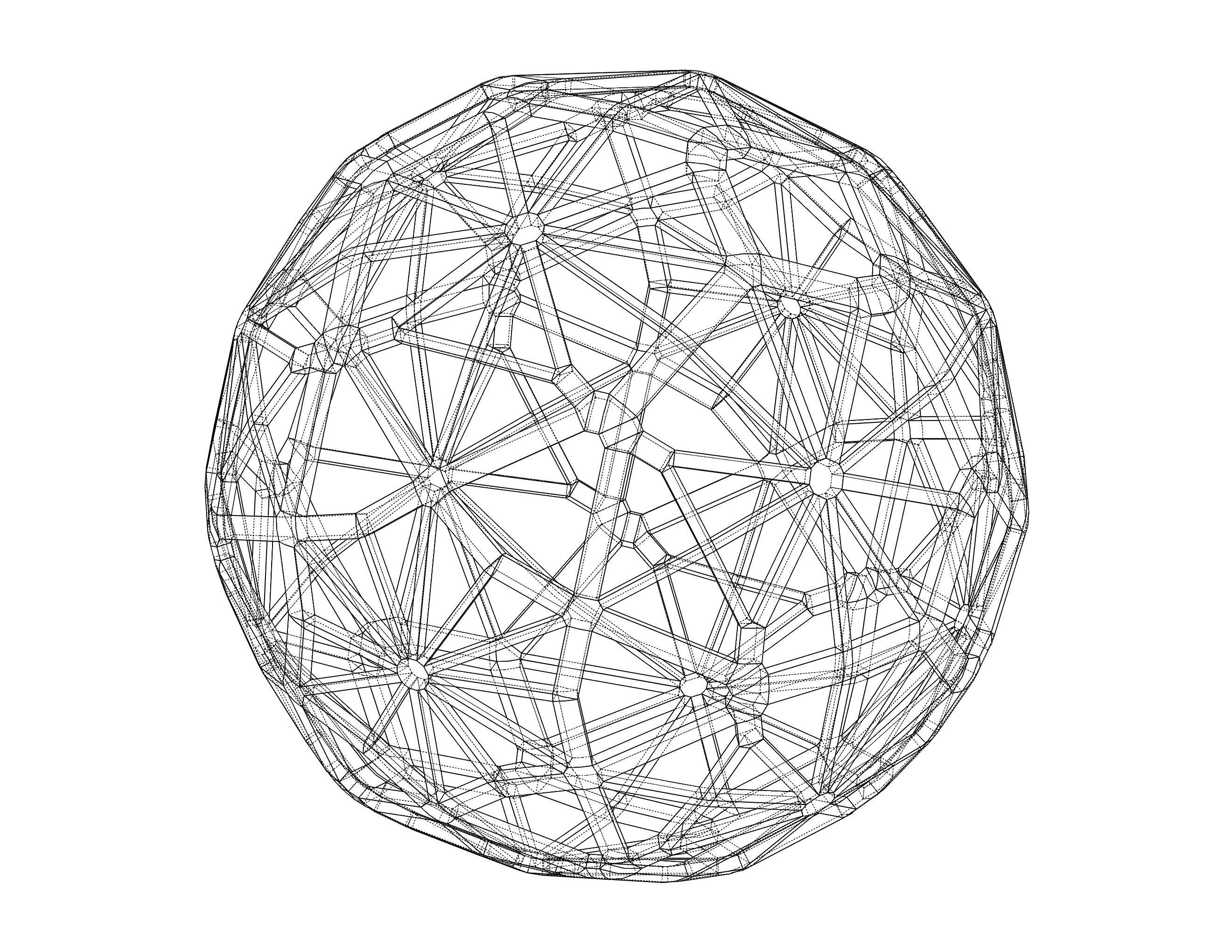 Wireframe Shape Geometric Faceted Sphere 3D print model_11