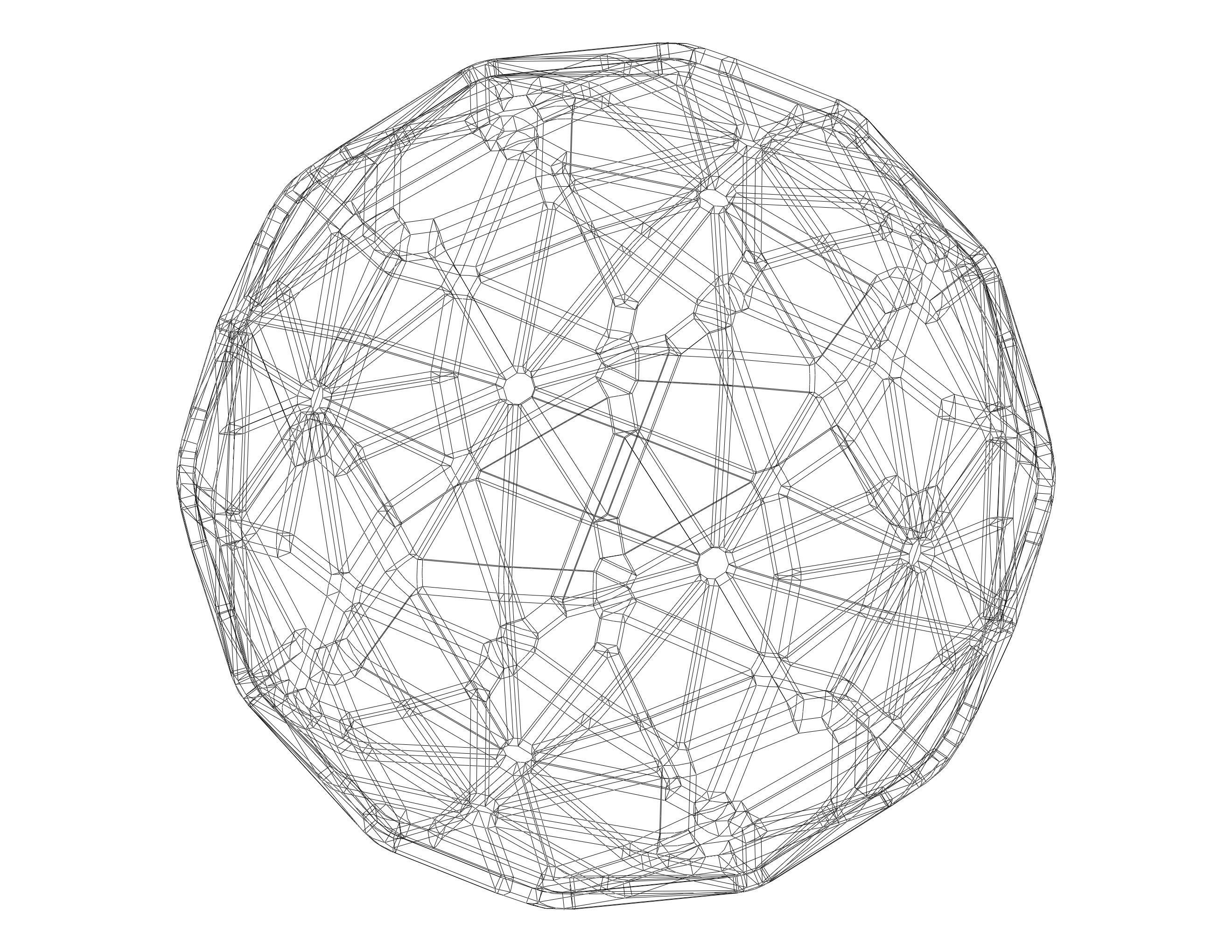 Wireframe Shape Geometric Faceted Sphere 3D print model_36