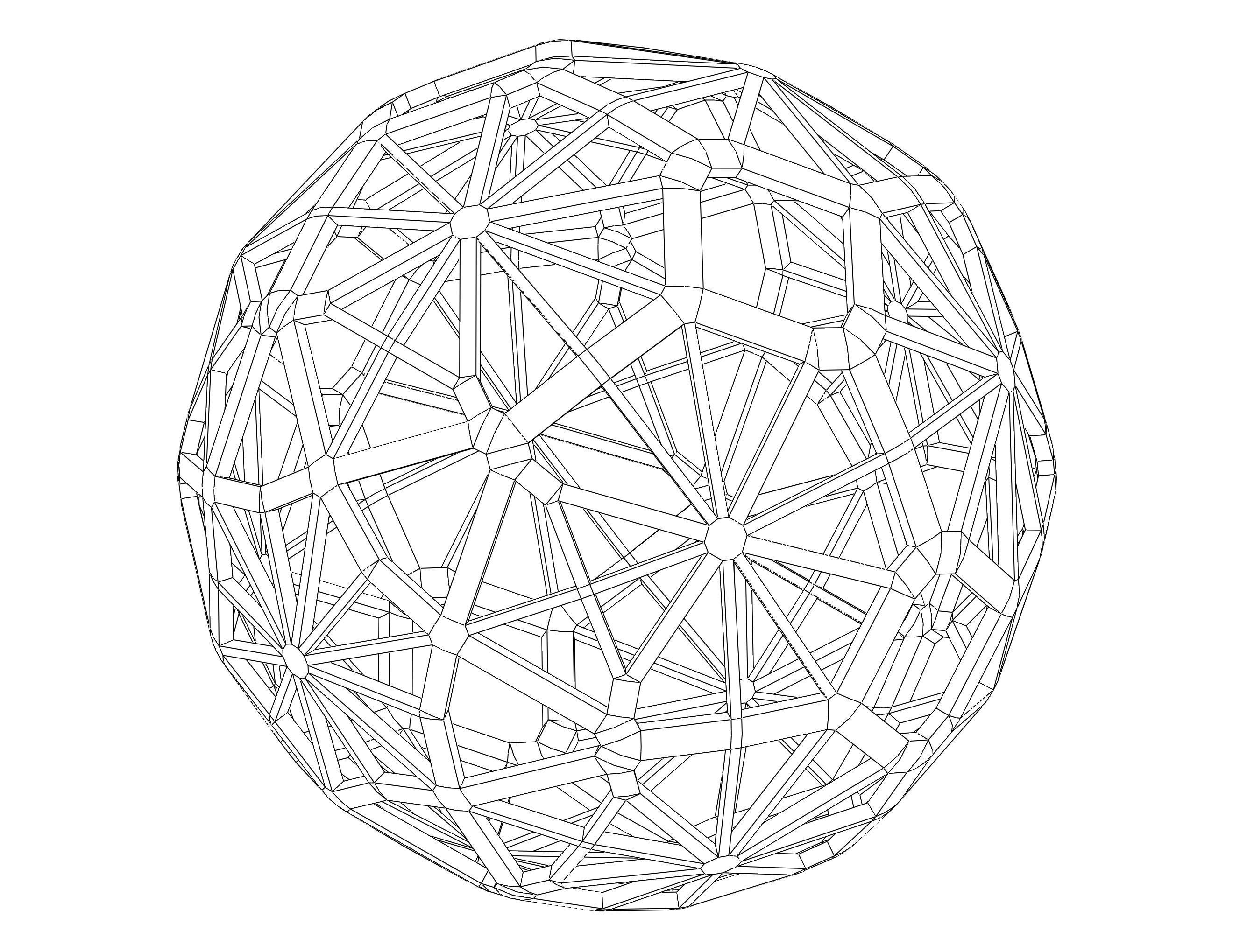 Wireframe Shape Geometric Faceted Sphere 3D print model_6