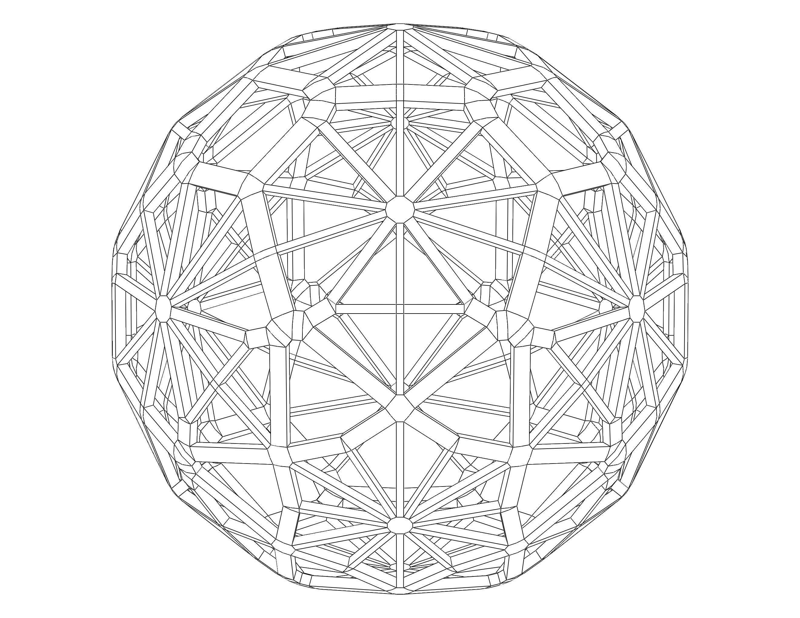 Wireframe Shape Geometric Faceted Sphere 3D print model_18