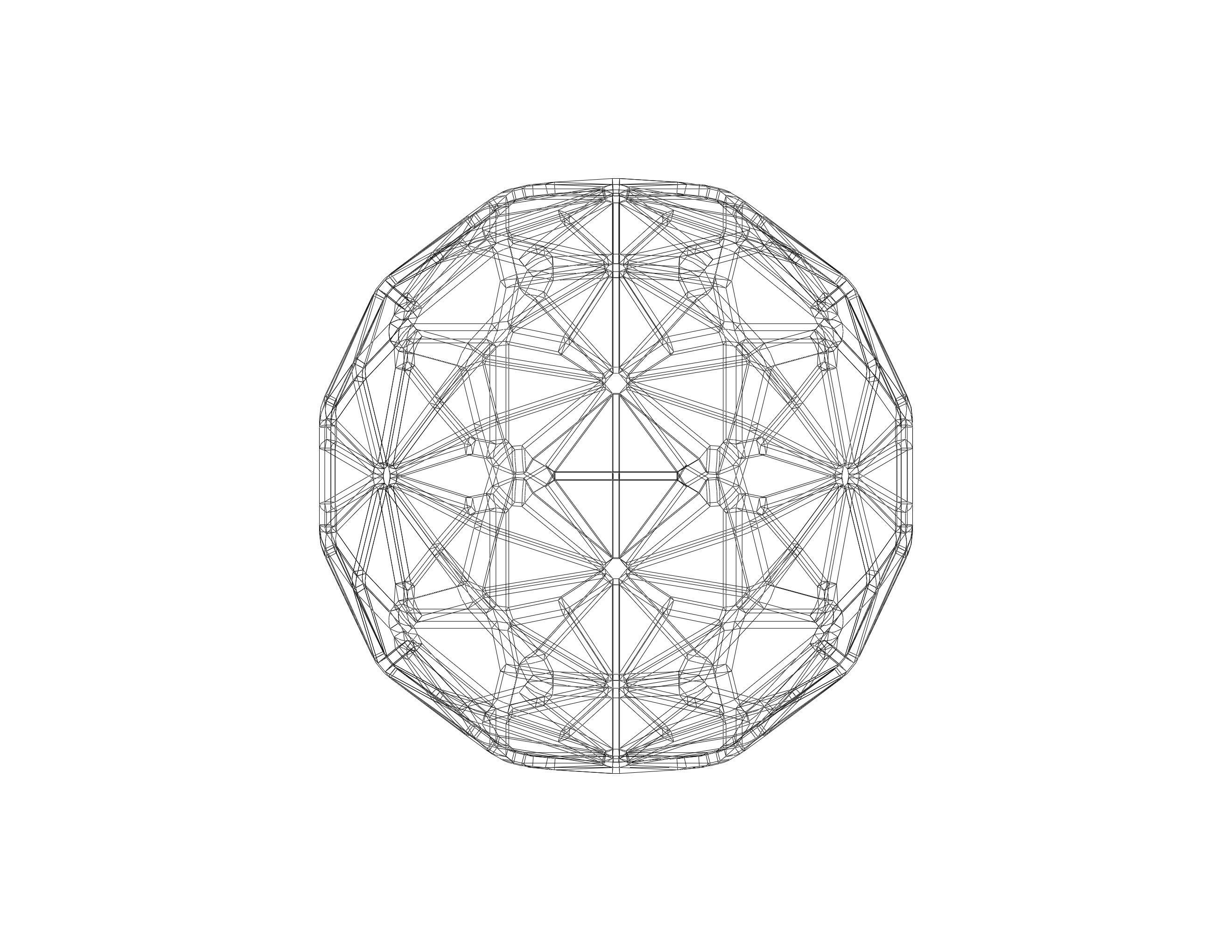 Wireframe Shape Geometric Faceted Sphere 3D print model_40