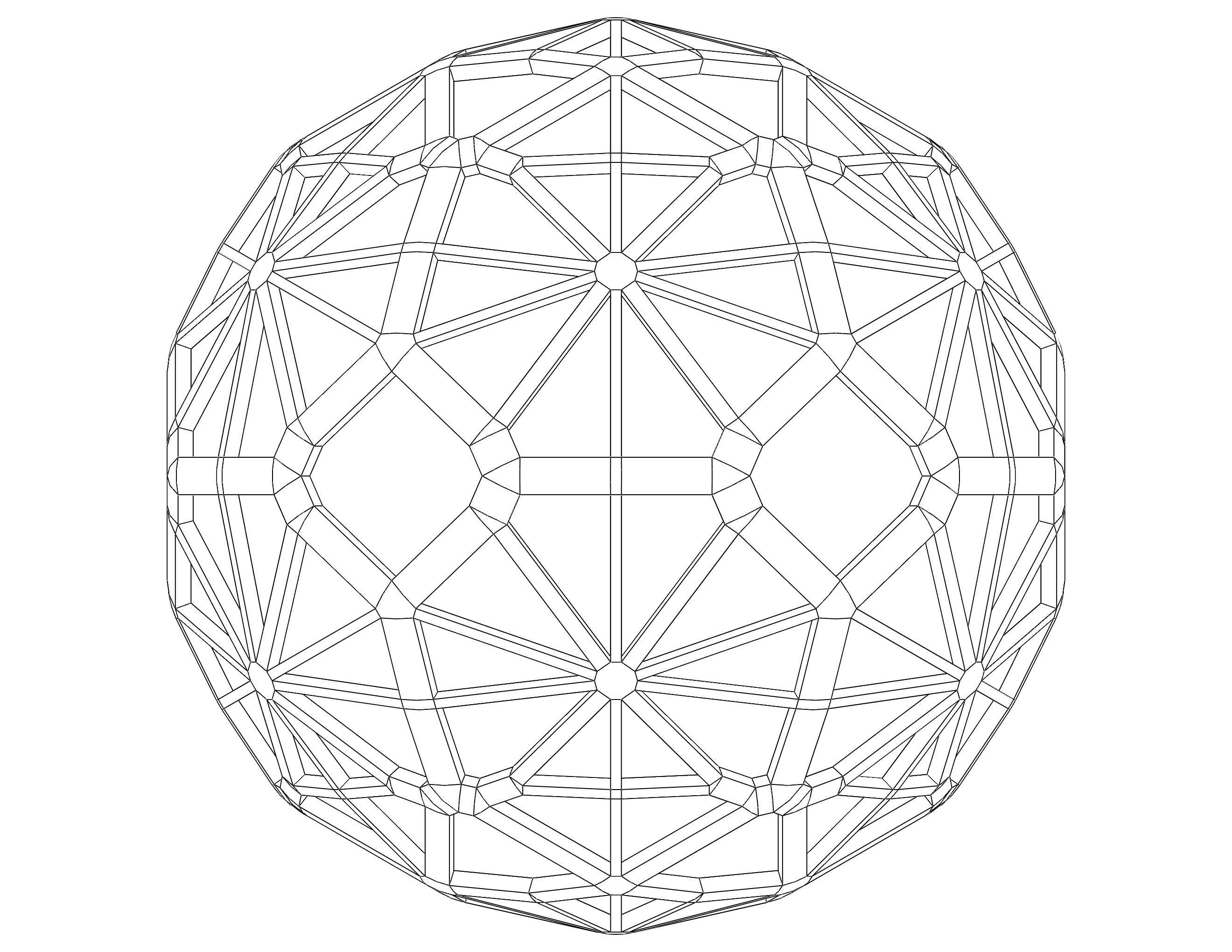 Wireframe Shape Geometric Faceted Sphere 3D print model_14