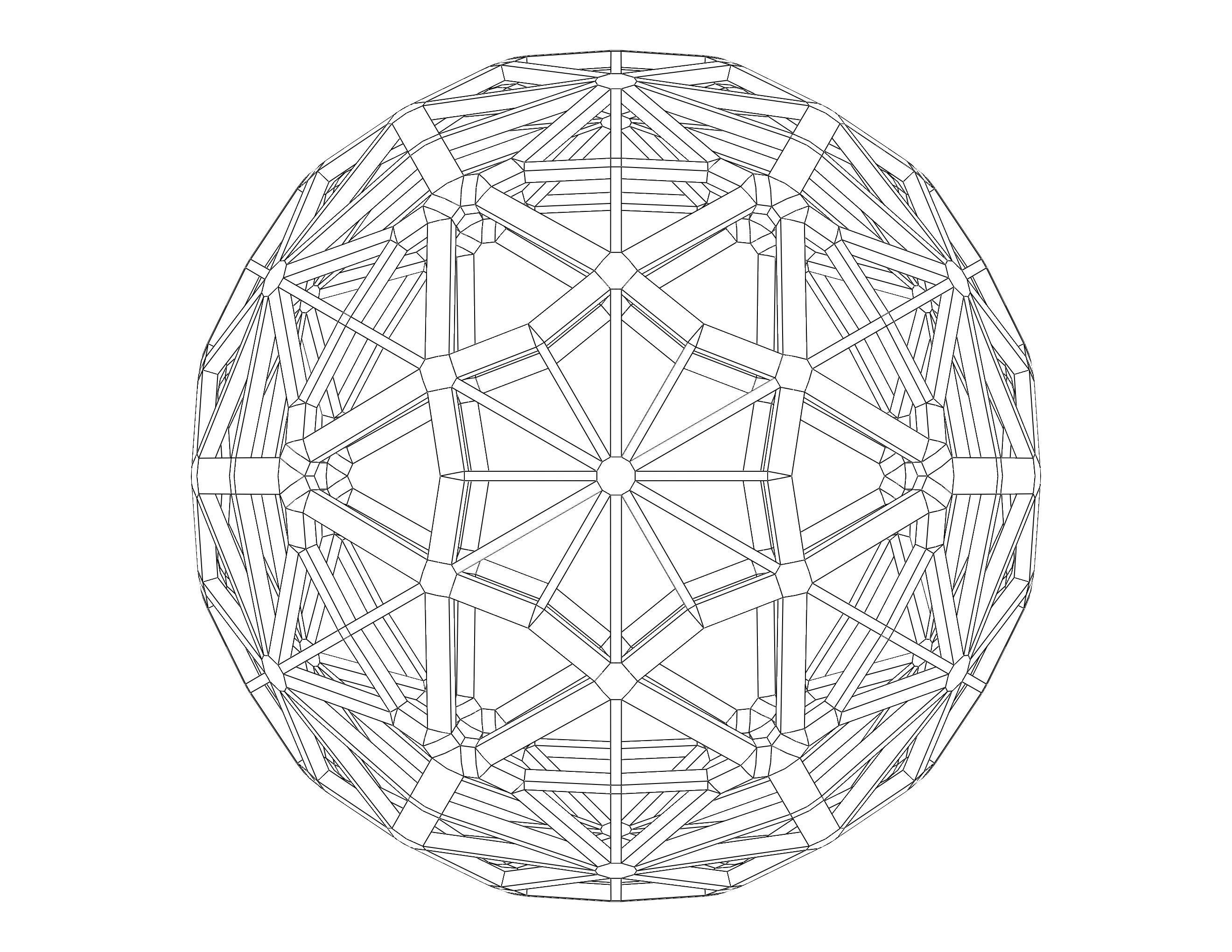 Wireframe Shape Geometric Faceted Sphere 3D print model_22
